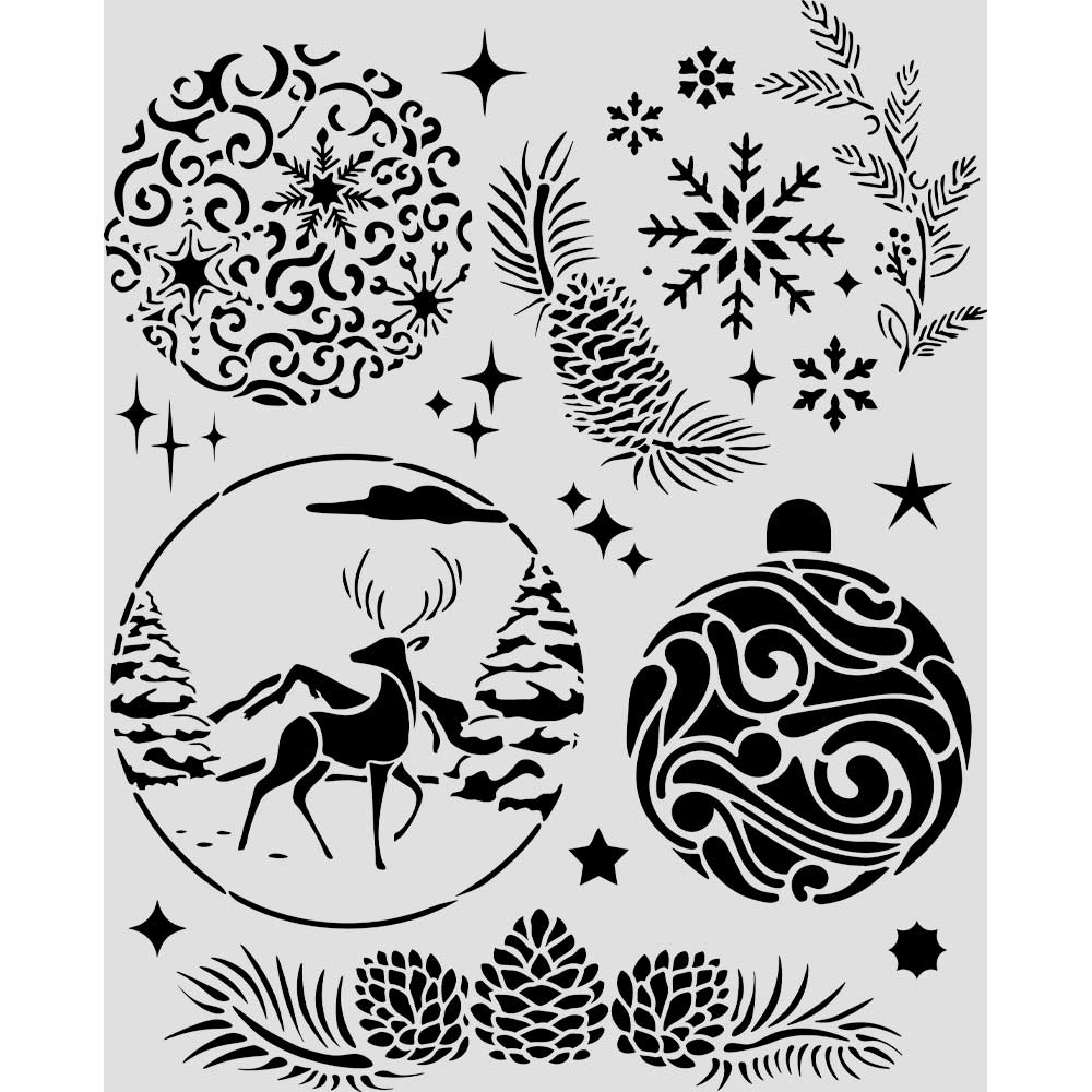 Cut Laser Stencil For Art And Craft cm 20x25 - Christmas Balls