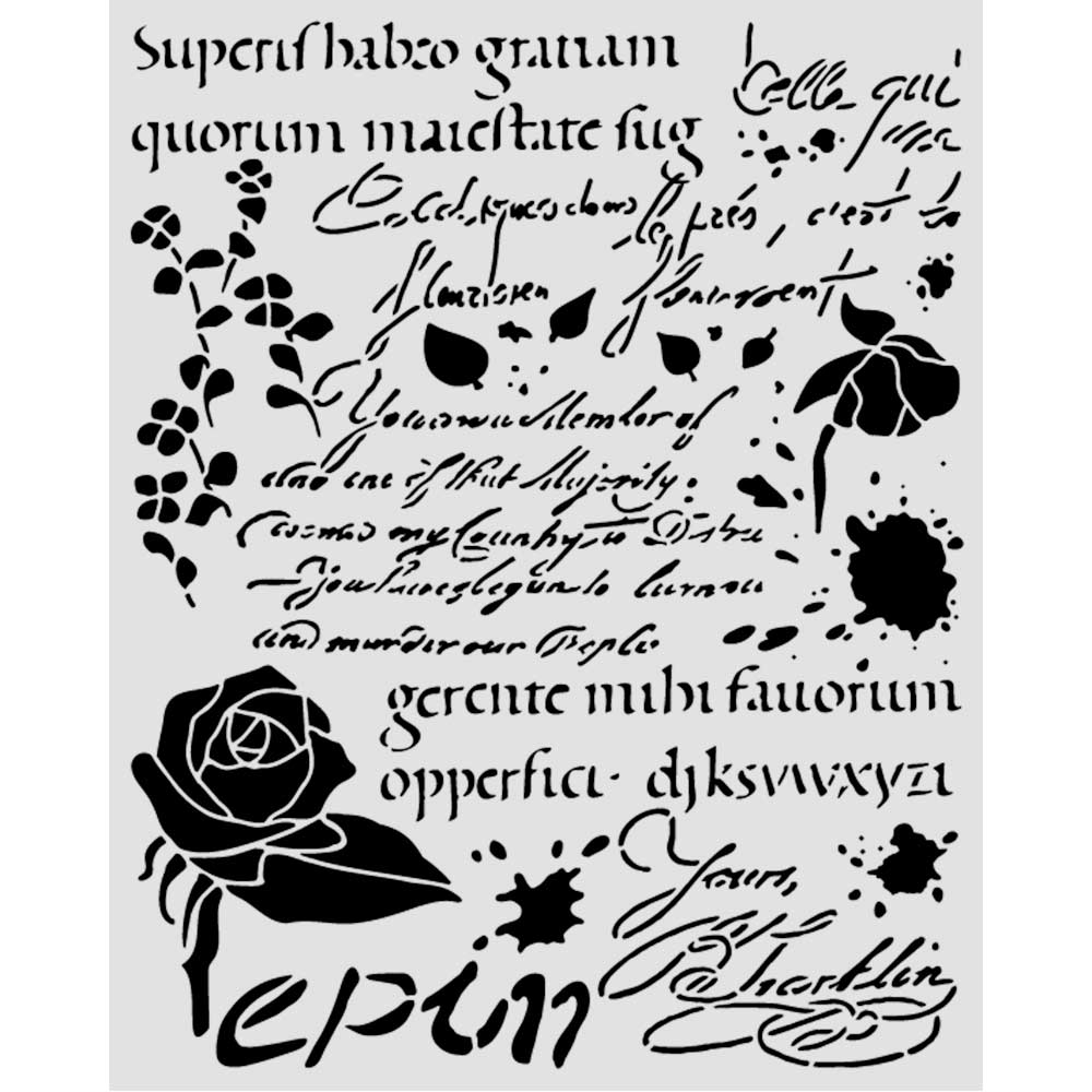 Cut Laser Stencil For Art And Craft 20x25cm - Flowers And Poems Latin Inspirations