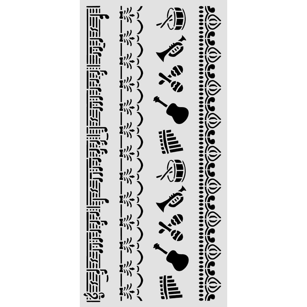 Cut Laser Stencil For Art And Craft cm 12x25 - Symphony Borders  (SINGLE NOT 3PK)