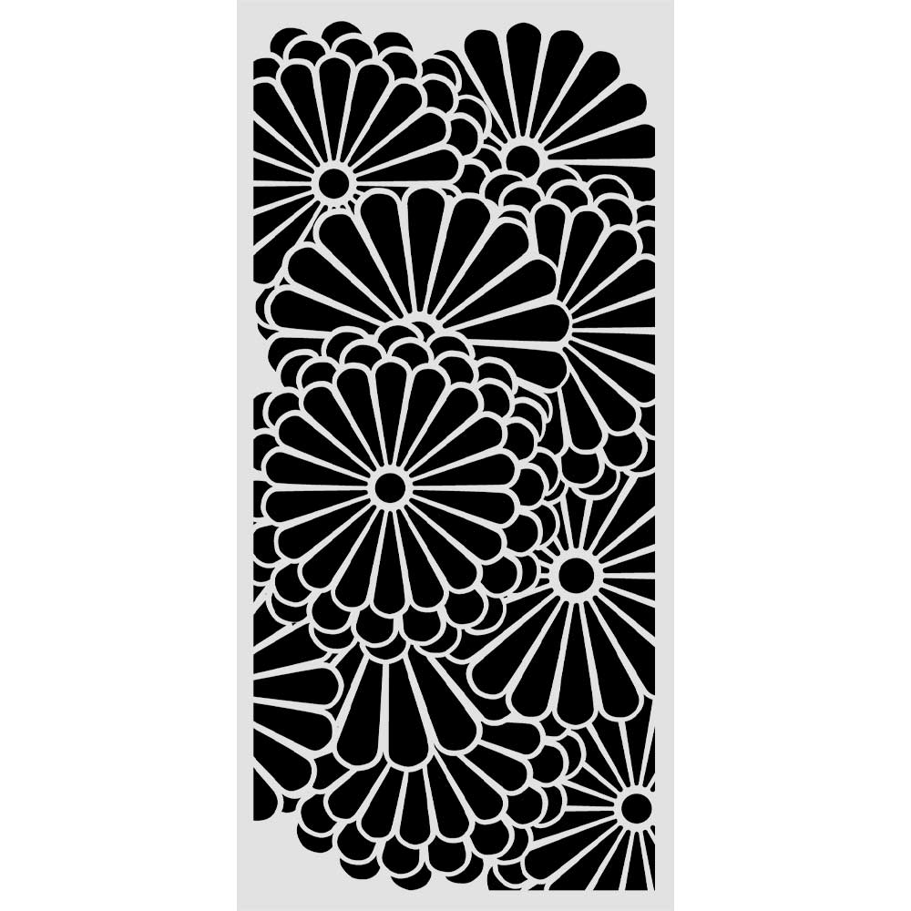 Cut Laser Stencil For Art And Craft cm 12x25 - Oriental Garden Flowers Pattern  (SINGLE NOT 3PK)