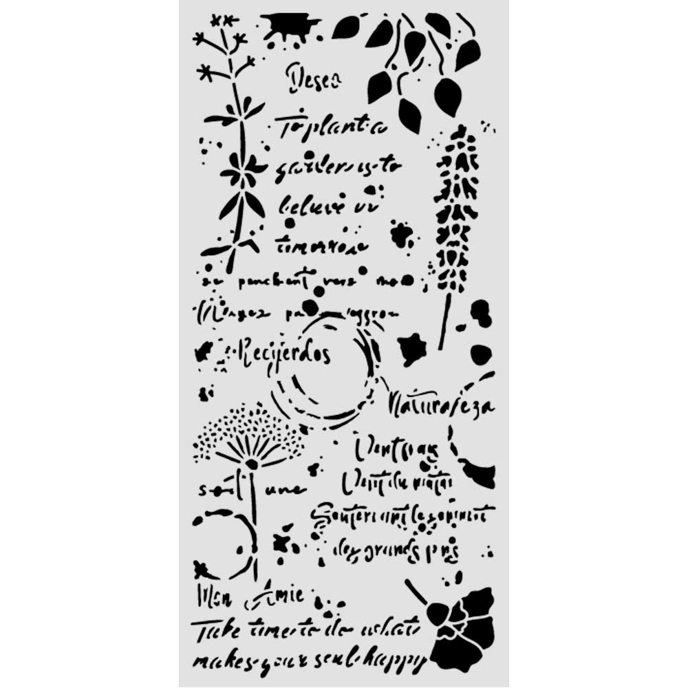 Cut Laser Stencil For Art And Craft 12x25cm - Flowers And Poems Flowers And Writings