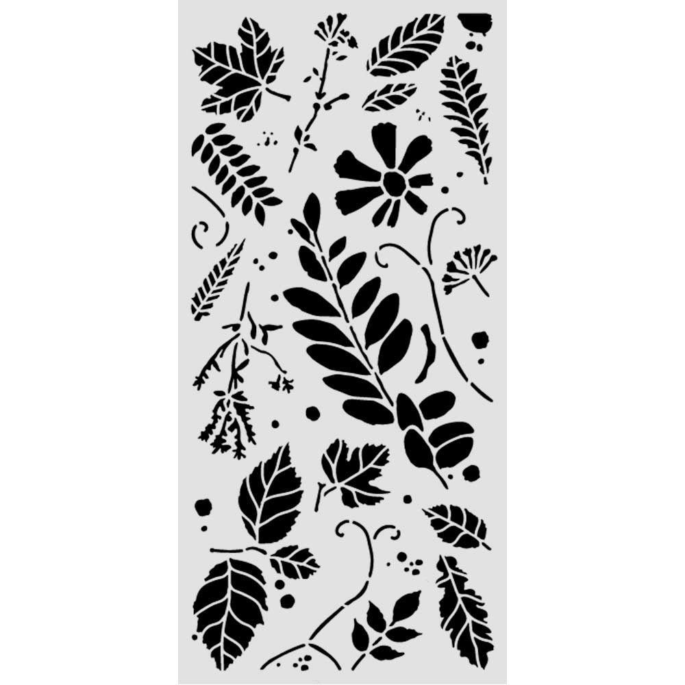 Cut Laser Stencil For Art And Craft 12x25cm - Flowers And Poems Mixed Leaves