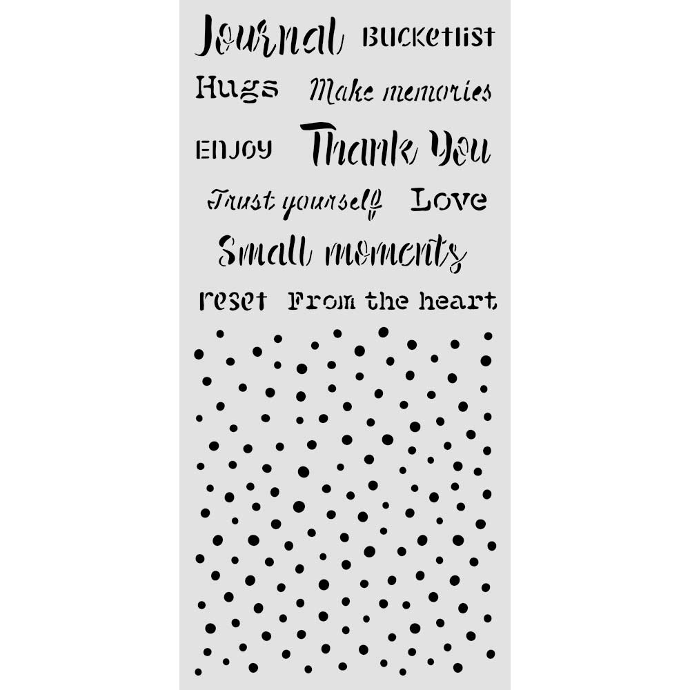 Cut Laser Stencil For Art And Craft 12x25cm - Cozy Family Writings And Dots