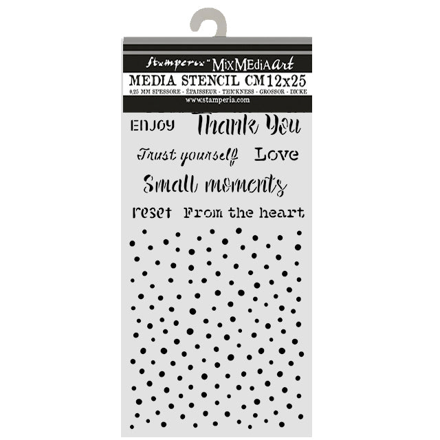 Cut Laser Stencil For Art And Craft 12x25cm - Cozy Family Writings And Dots