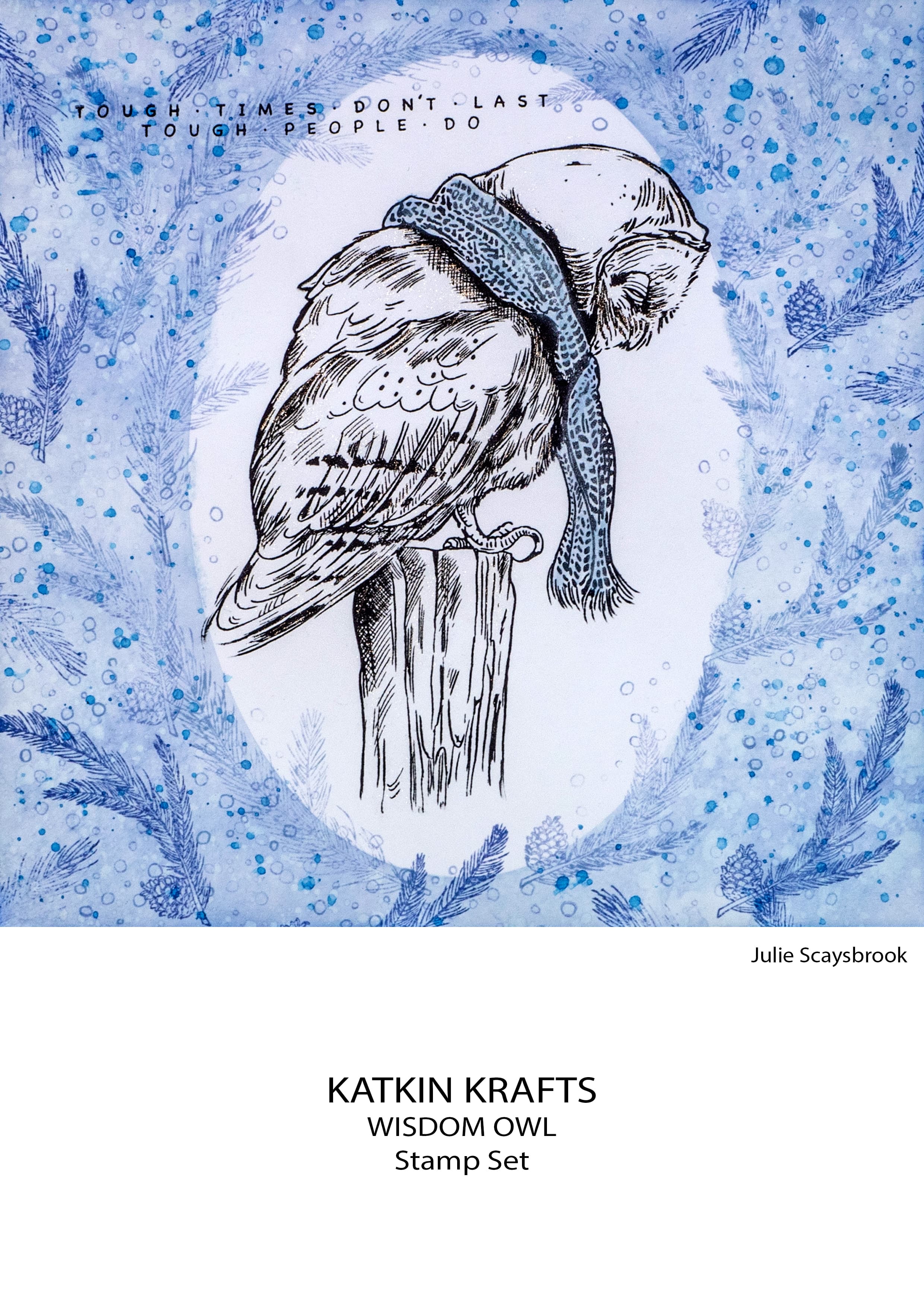 Katkin Krafts Wisdom Owl 6 in x 8 in Clear Stamp Set