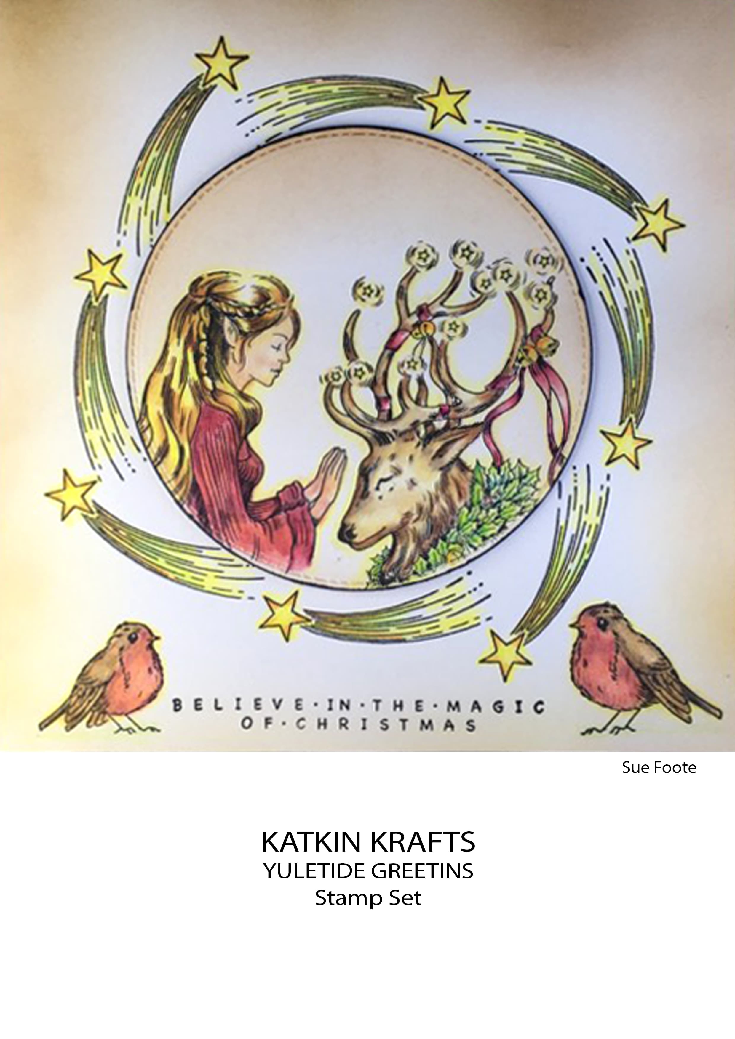 Katkin Krafts Yuletide Greetings 6 in x 8 in Clear Stamp Set