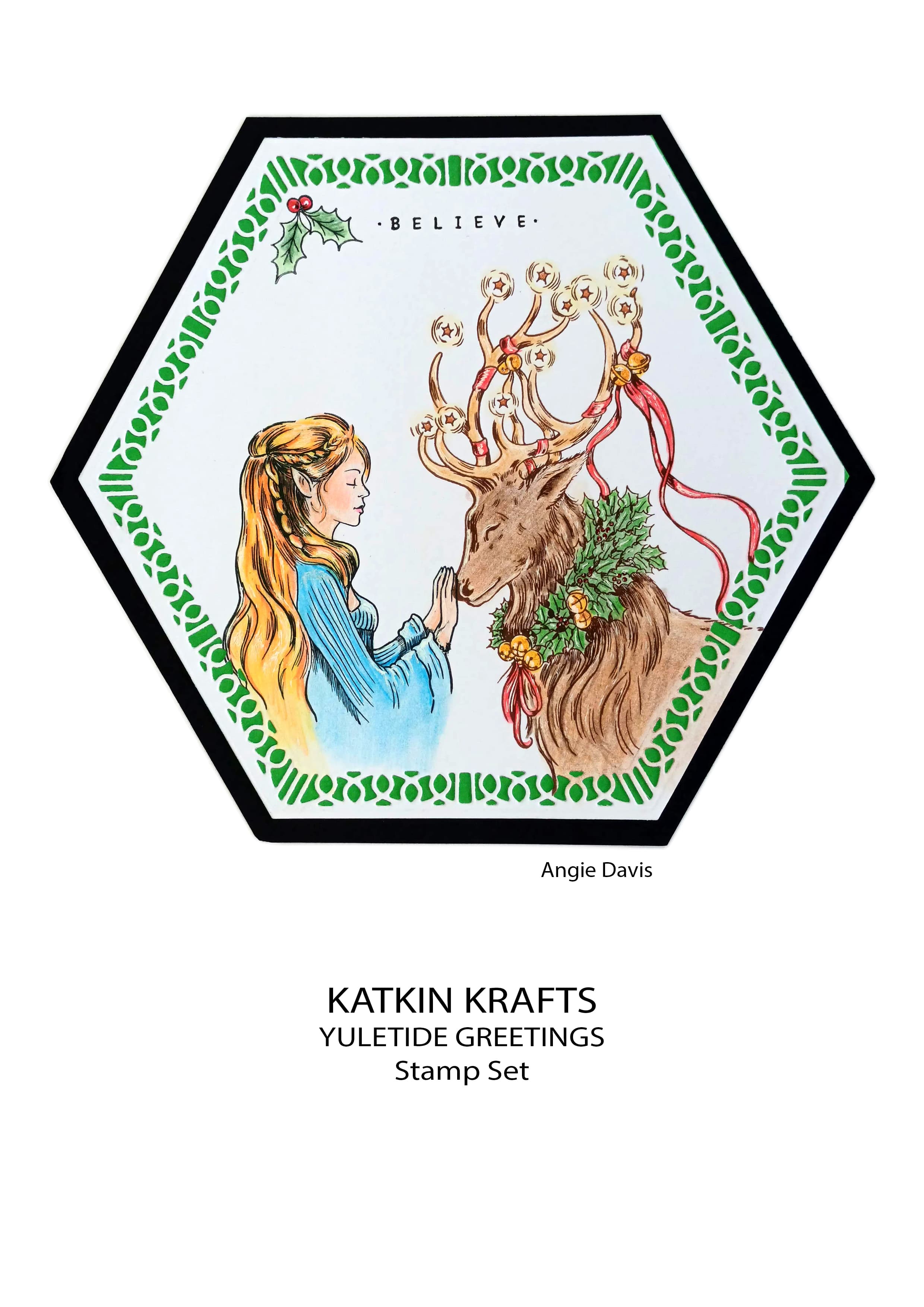 Katkin Krafts Yuletide Greetings 6 in x 8 in Clear Stamp Set