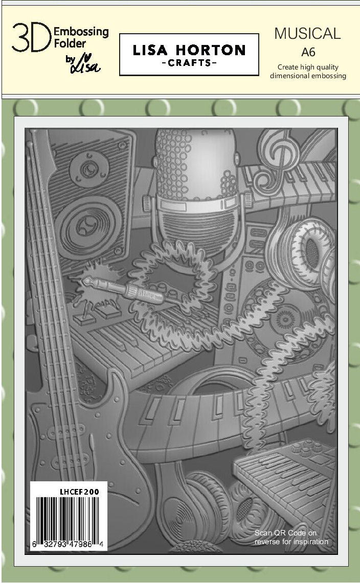 Lisa Horton Crafts Musical A6 3D Embossing Folder