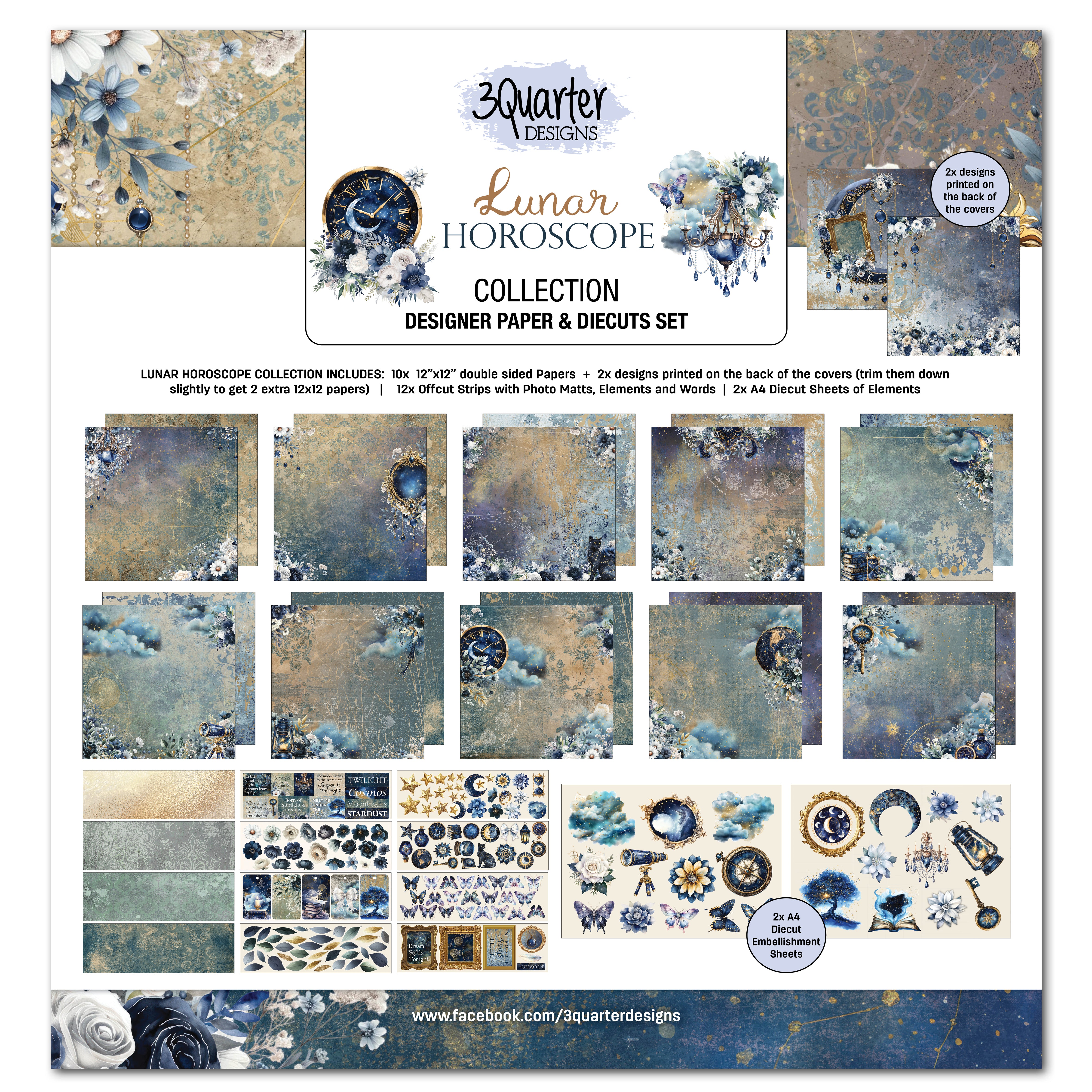 3Quarter Designs Lunar Horoscopes 12x12 Designer Paper & Diecuts Set