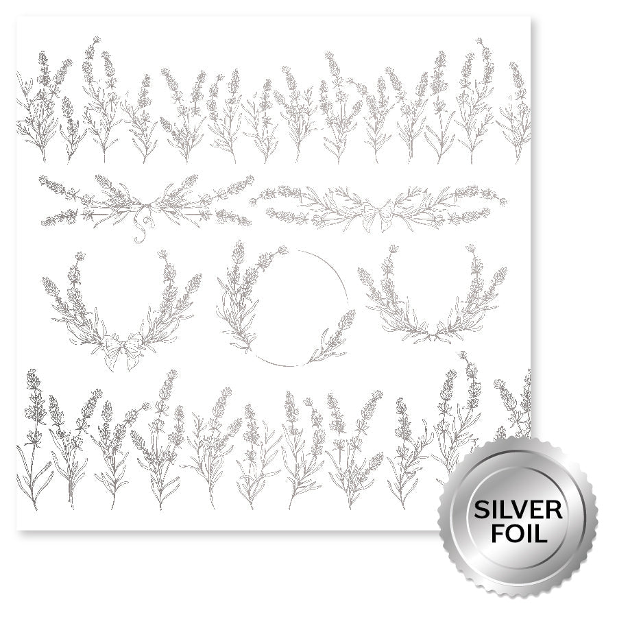 Lavender & Roses Silver Foil D 12x12 Paper (6pc Bulk Pack) 32256