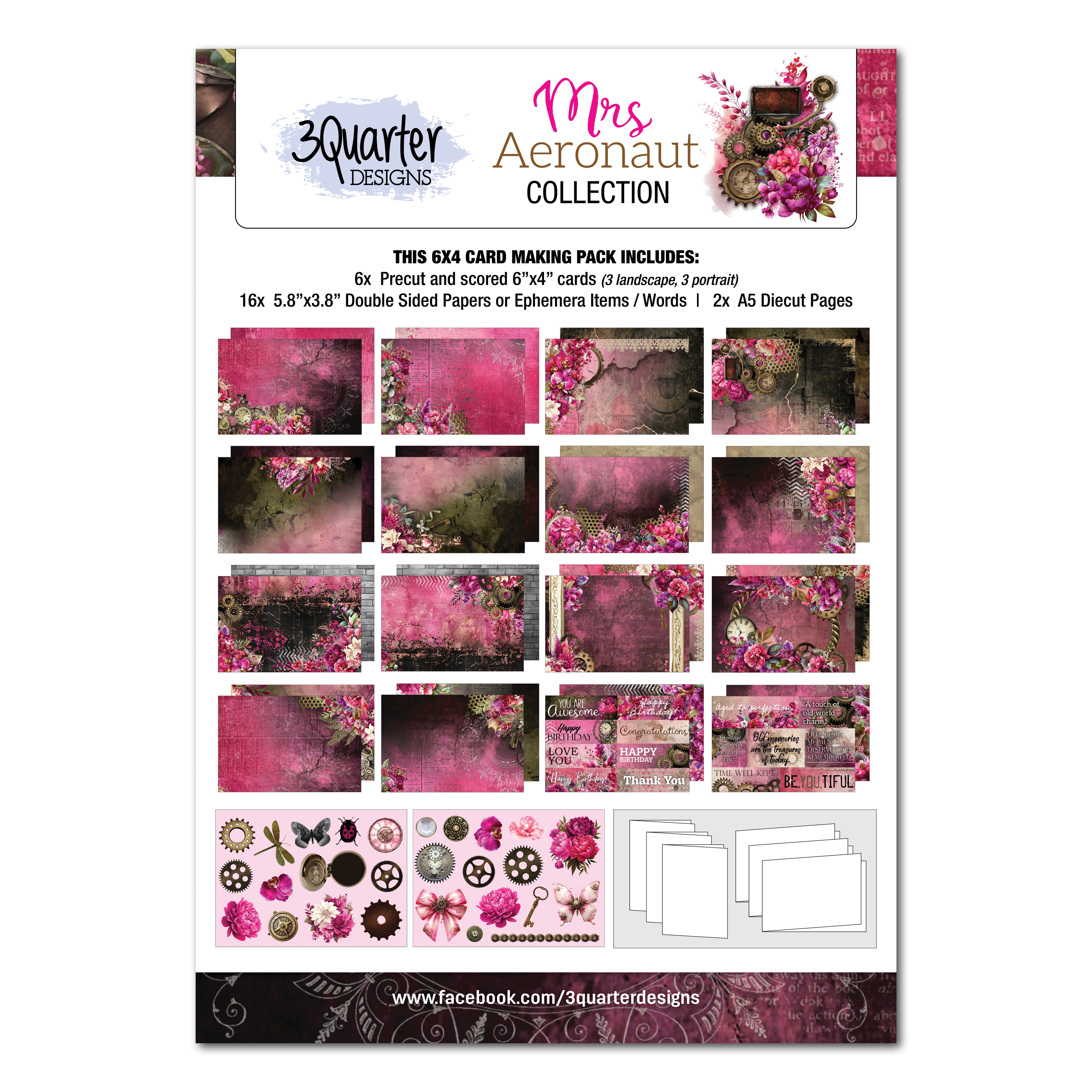 3Quarter Designs Mrs Aeronaut 6x4 Card Pack