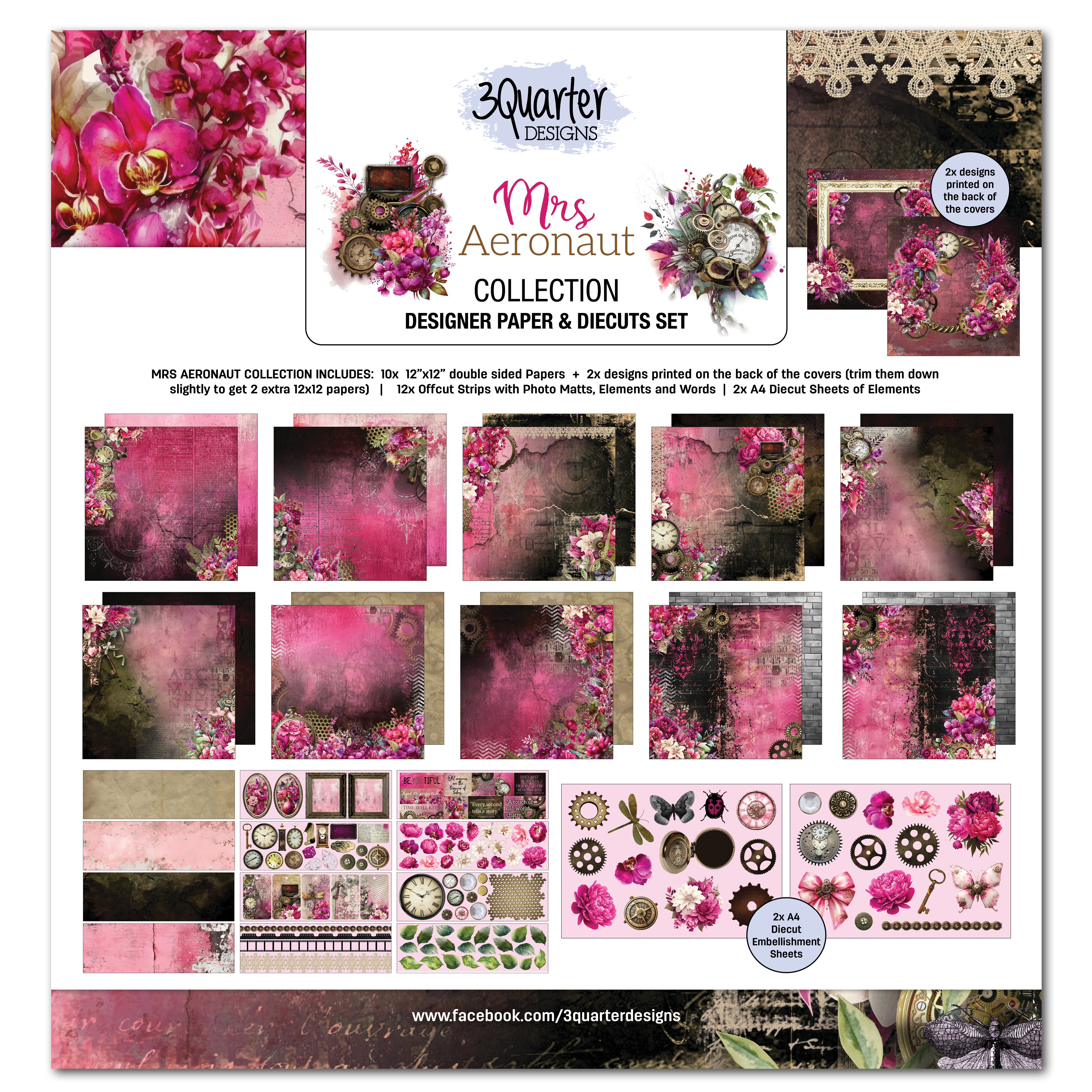 3Quarter Designs Mrs Aeronaut 12x12 Designer Paper & Diecuts