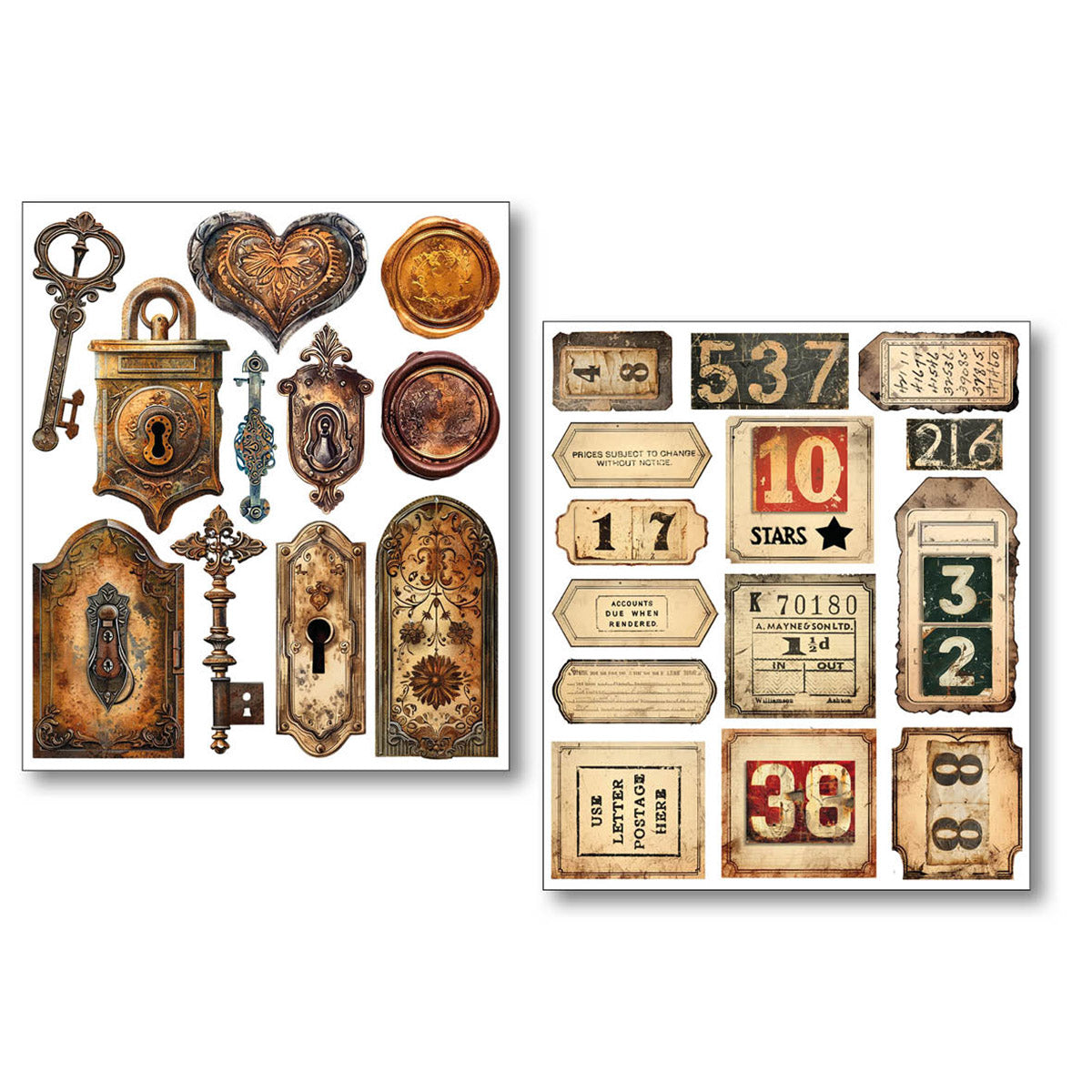 Mixed Media Sticker Set 10/Pkg Grungy Tags