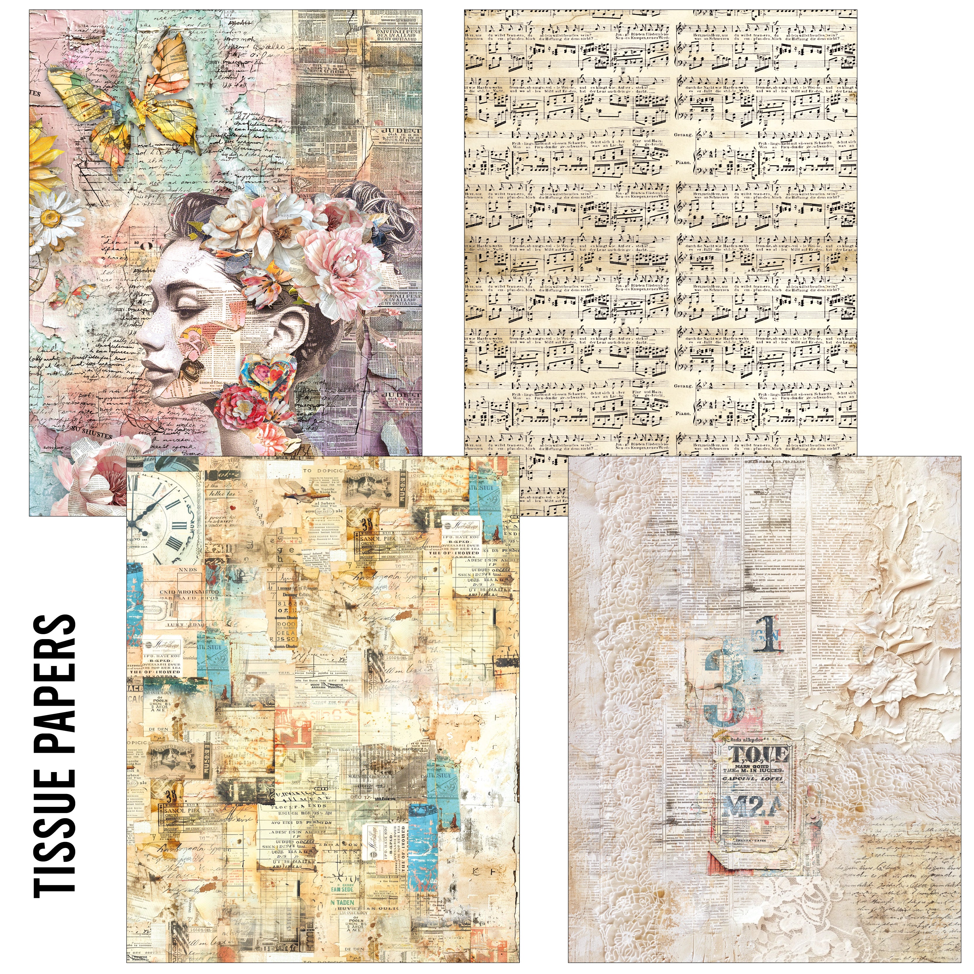 Craftmix The Sound of Spring Mixed A5 Paper Pack - 8 Sheets (Tissue & Vellum Variety)