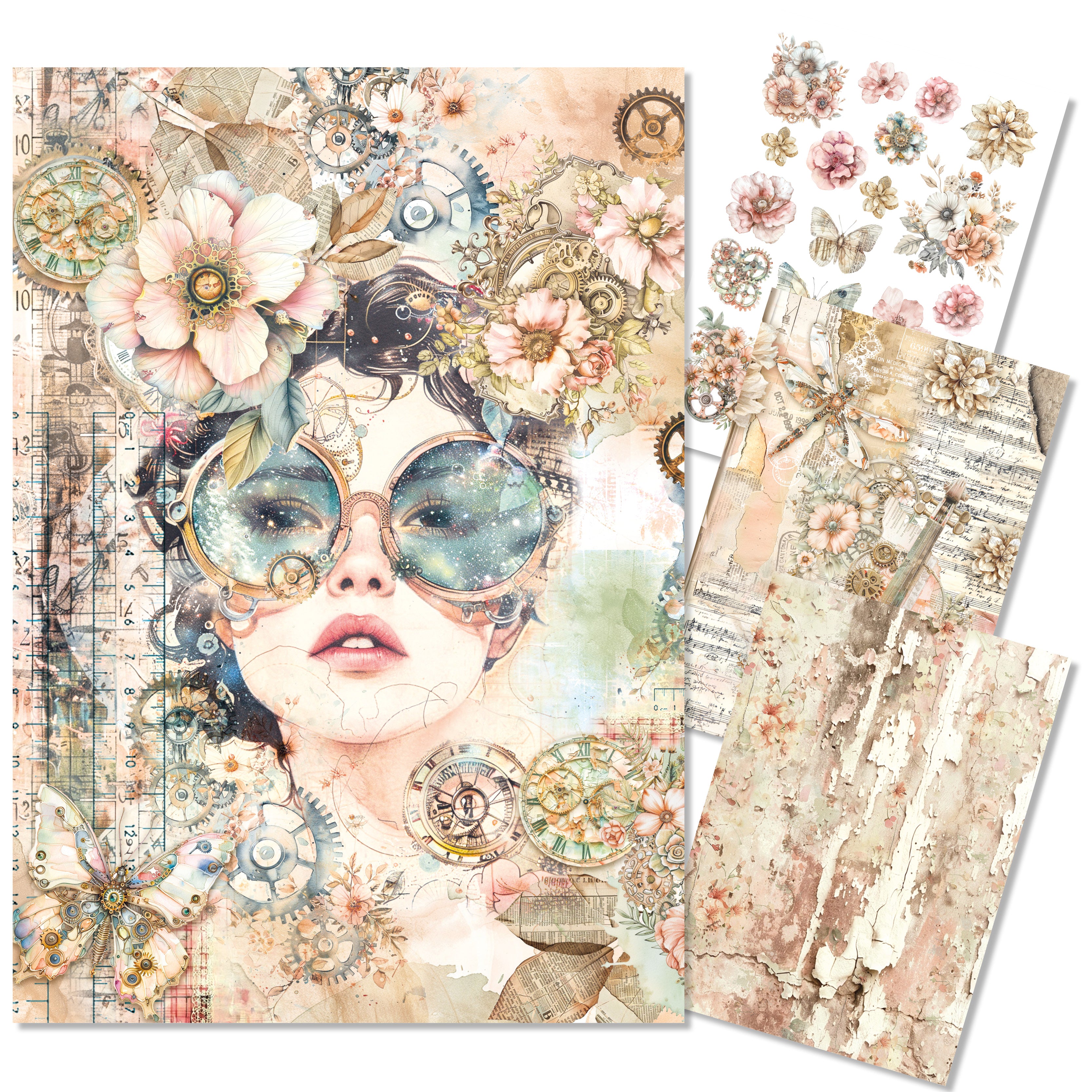 Rice Paper A4 MIXED 4/Pkg Lost in Time
