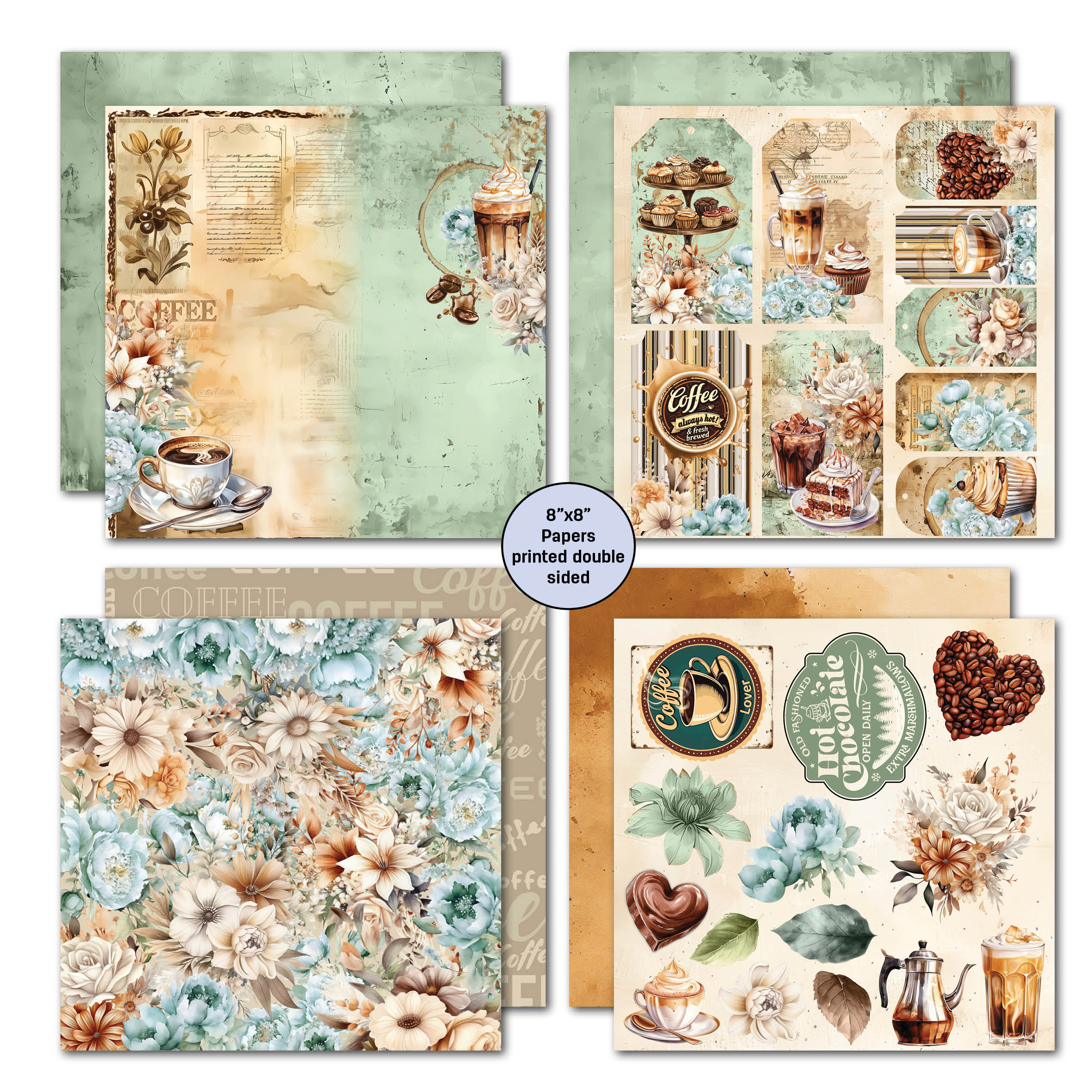 3Quarter Designs Mocha Fix 8x8 Paper Pack