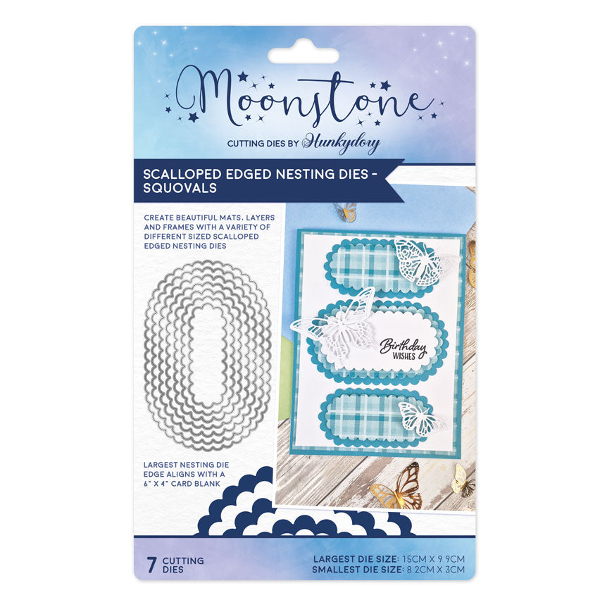 Moonstone Dies - Scalloped Edged Nesting Dies - Squovals