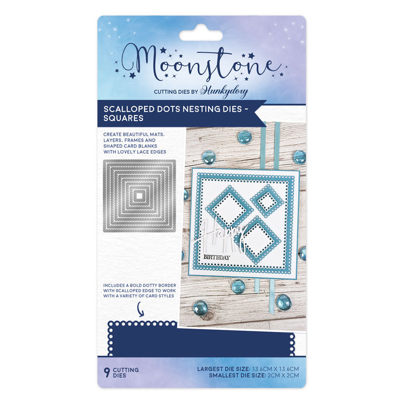 Moonstone Dies - Scalloped Dots Nesting Dies - Squares