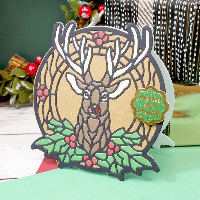 Moonstone Dies - Stained Glass Festive Reindeer