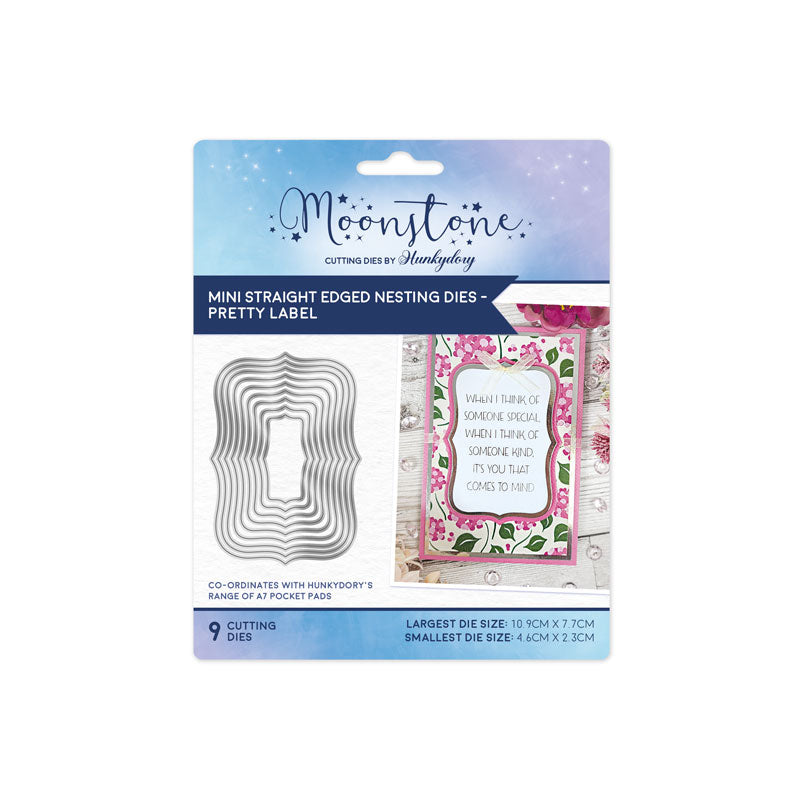 Moonstone Dies - Mini Straight Edged Nesting Dies - Pretty Label