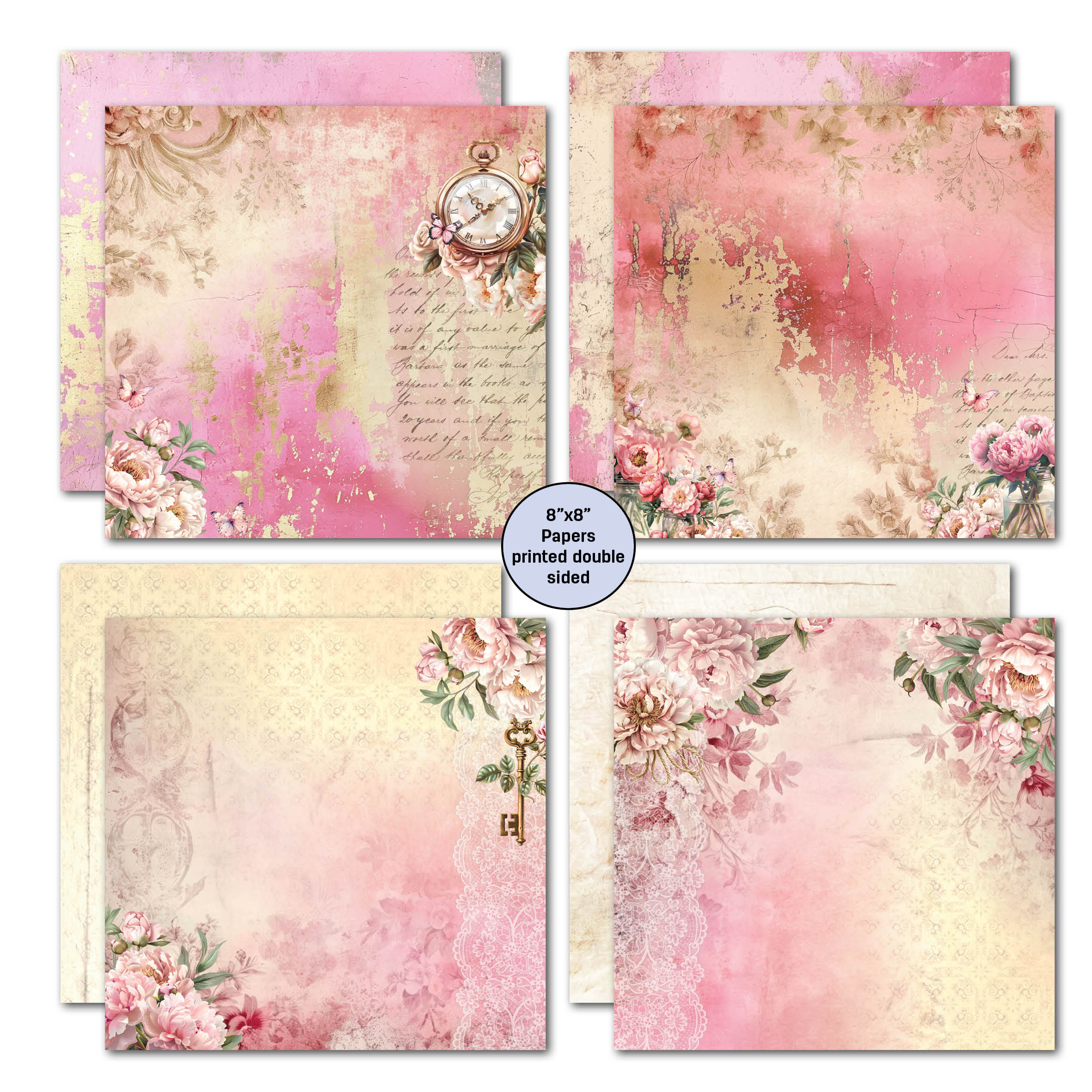 3Quarter Designs Blossoming Peonies 8x8 Paper Pack