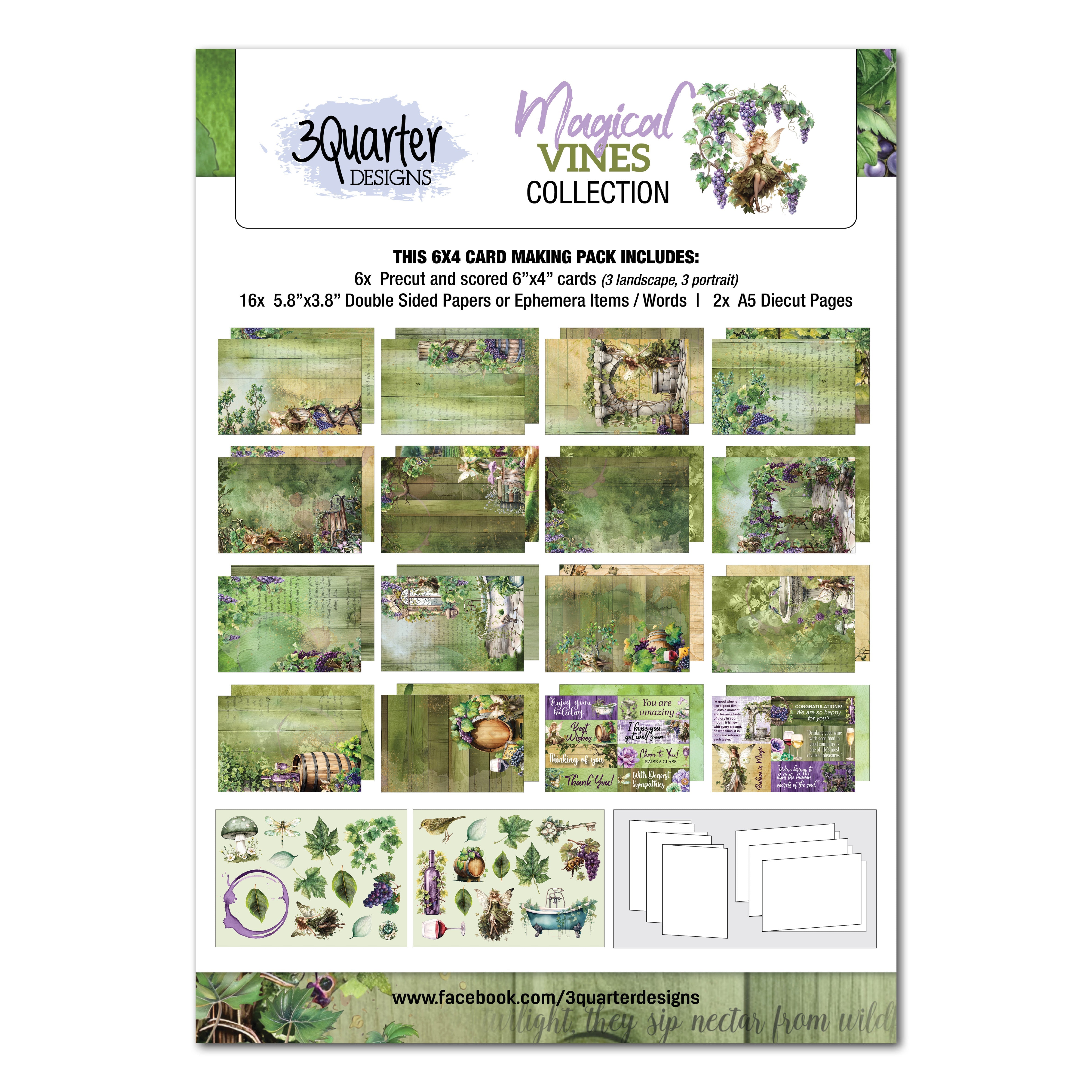 3Quarter Designs Magical Vines  6x4 Card Pack