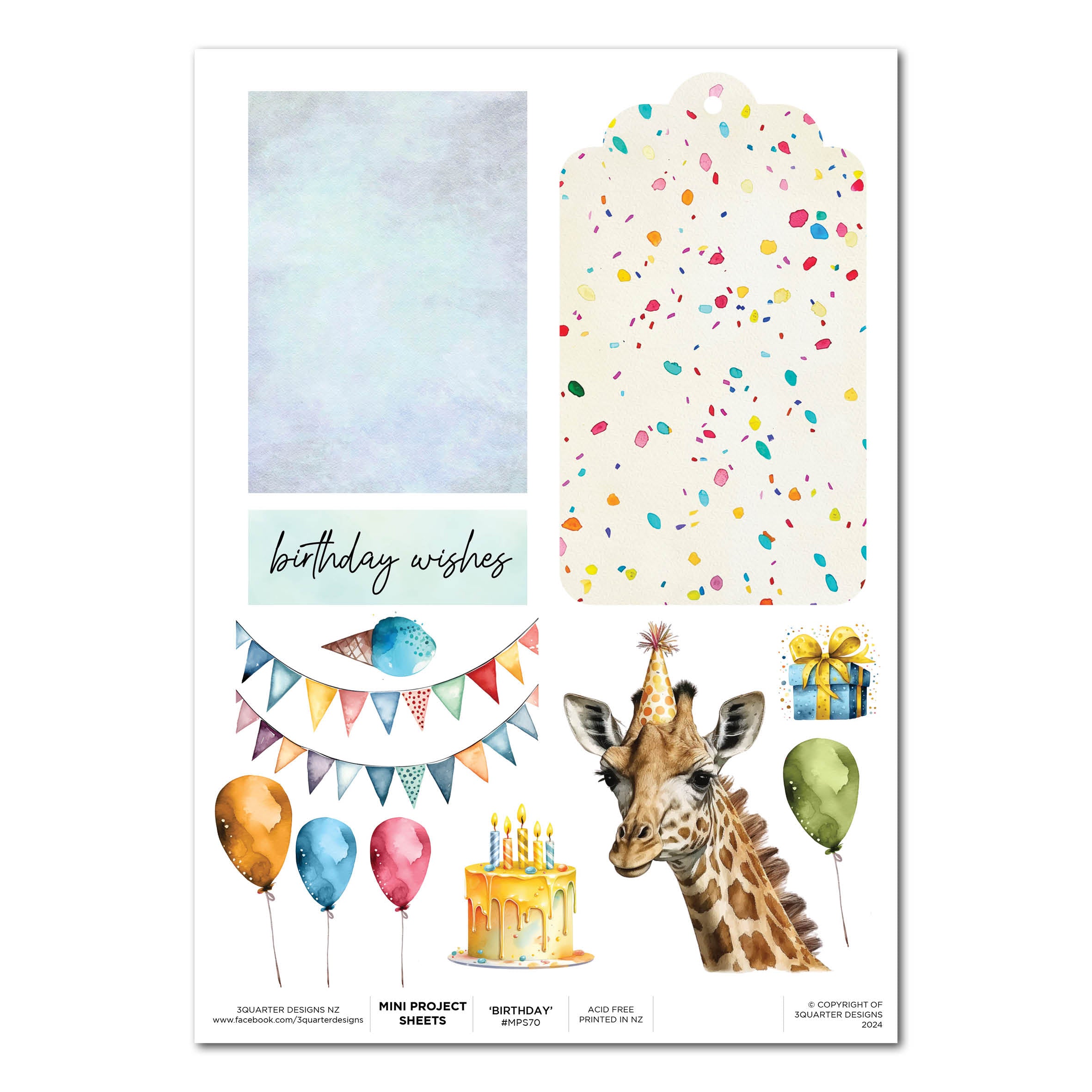 3Quarter Designs Birthday Wishes - Mini Project Sheet