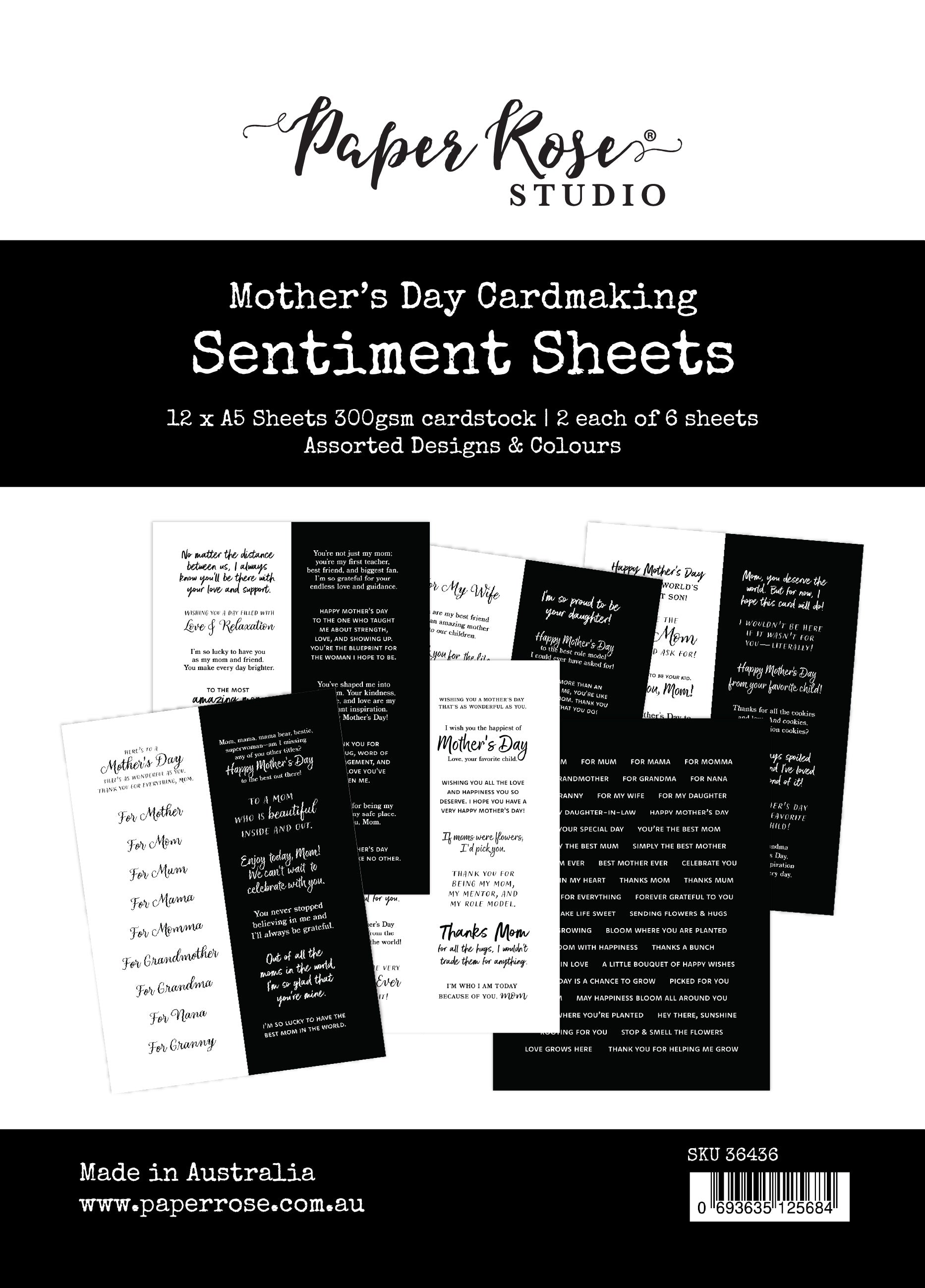 Mother's Day 6x8" Sentiment Sheets 36436