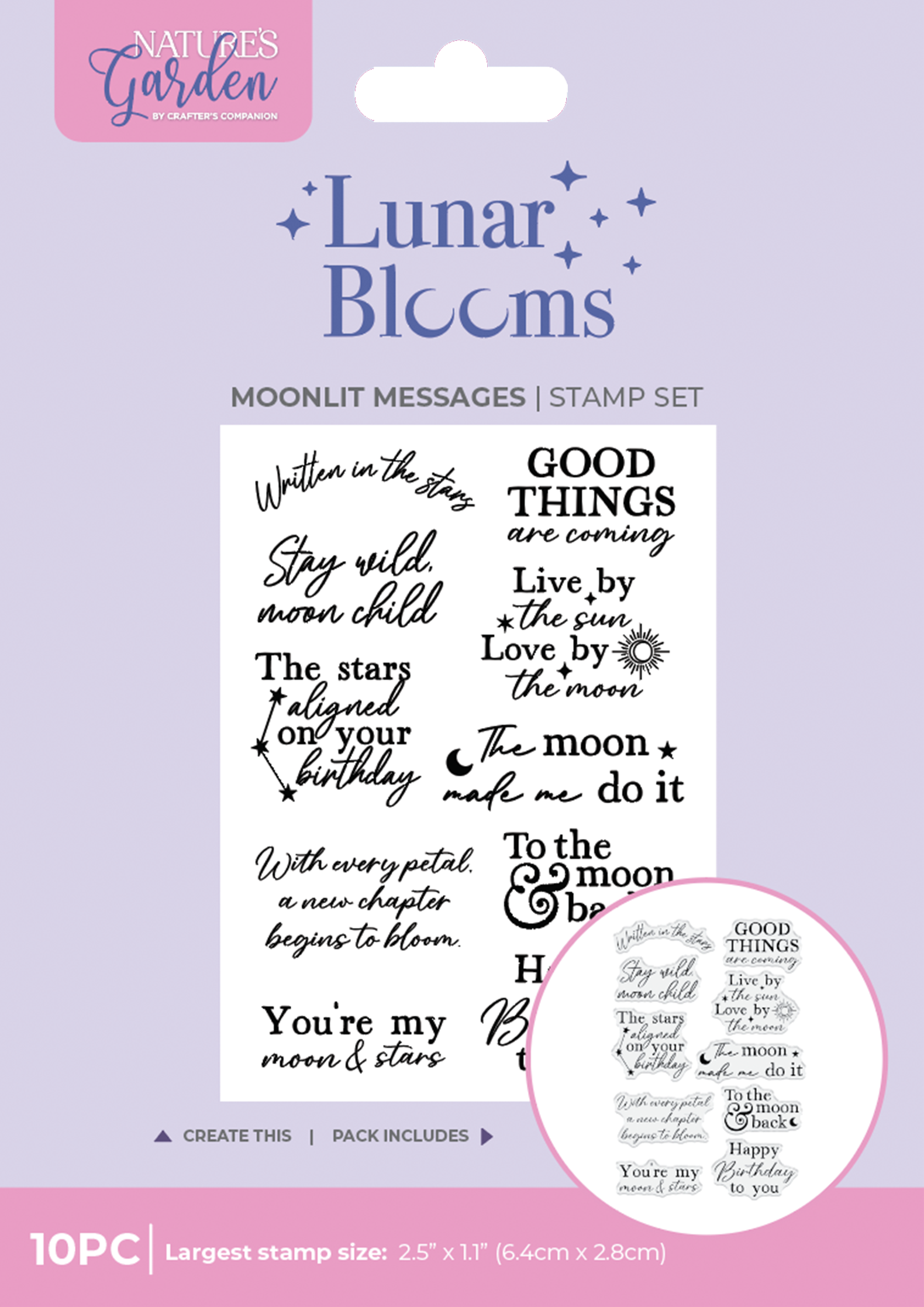 Natures Garden Lunar Blooms Clear Acrylic Stamp - Moonlit Messages