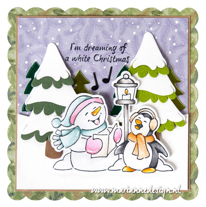 Marianne Design Stamp & Die Set - Eline's Animals - Snowman & Penguin