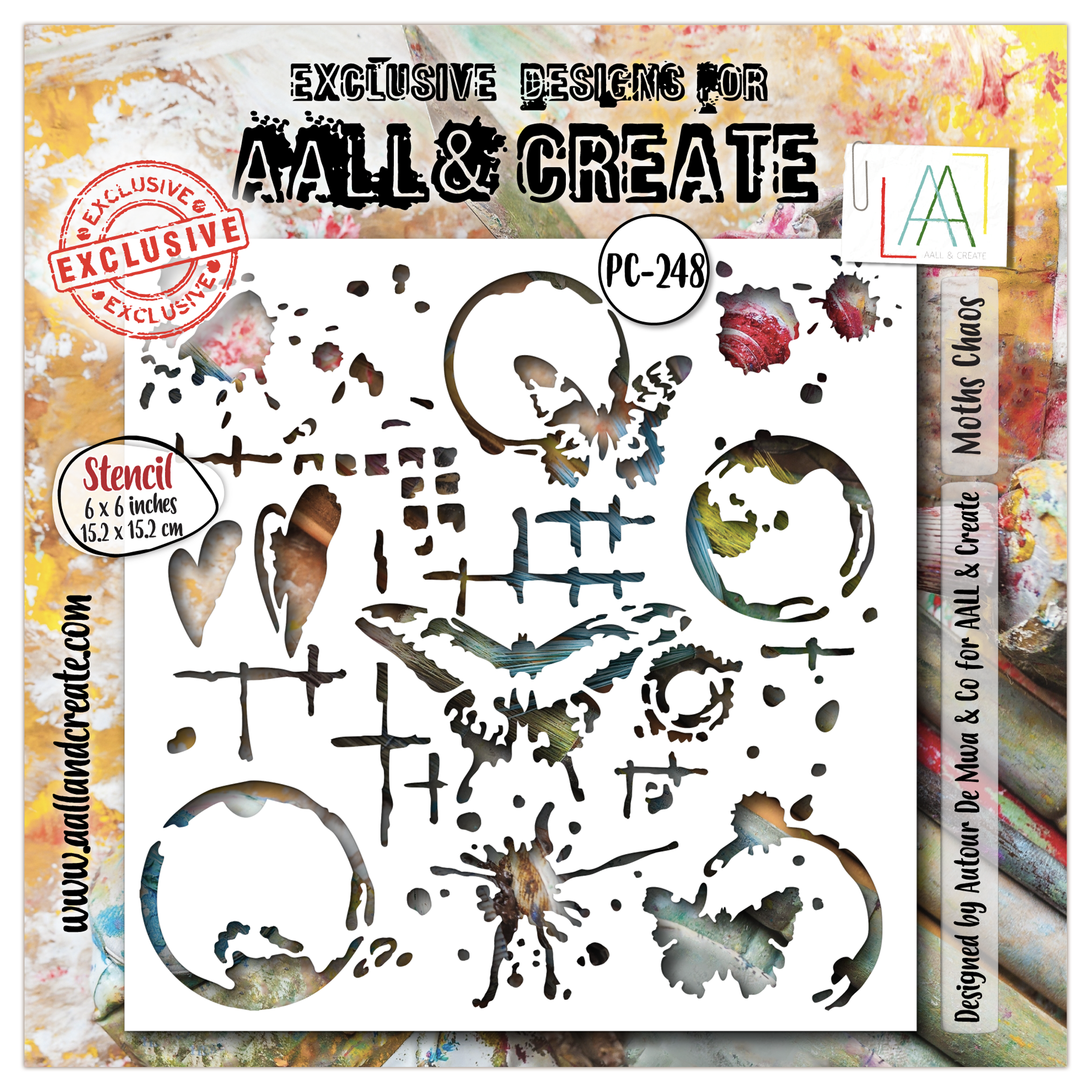 AALL and Create - 6"x6" Stencil - Moths Chaos