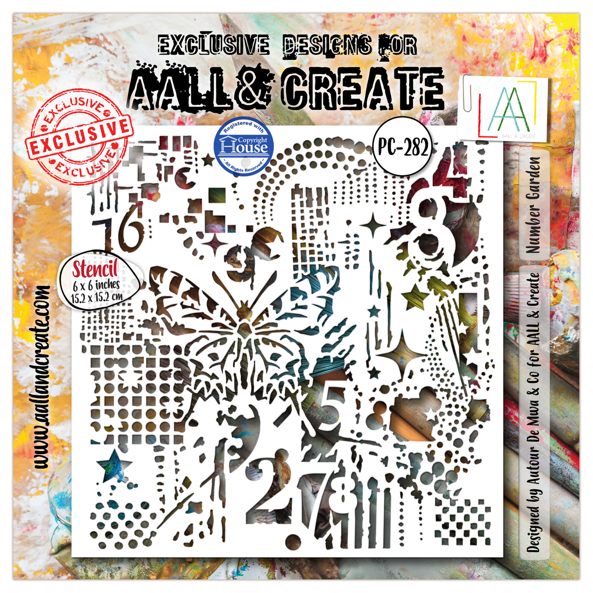 AALL and Create - 6"x6" Stencil - Number Garden
