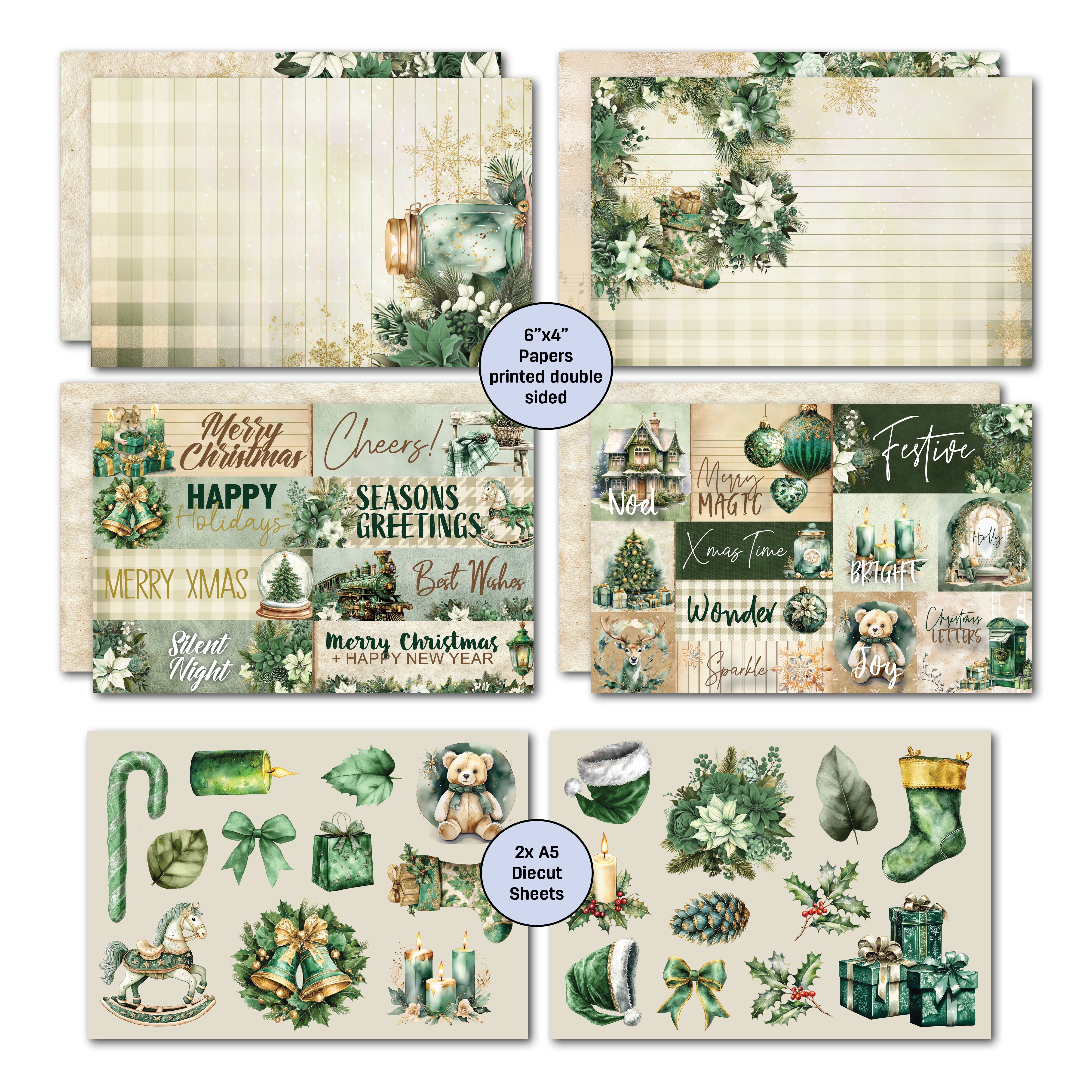 3Quarter Designs Pine Festivities 6x4 Card Pack