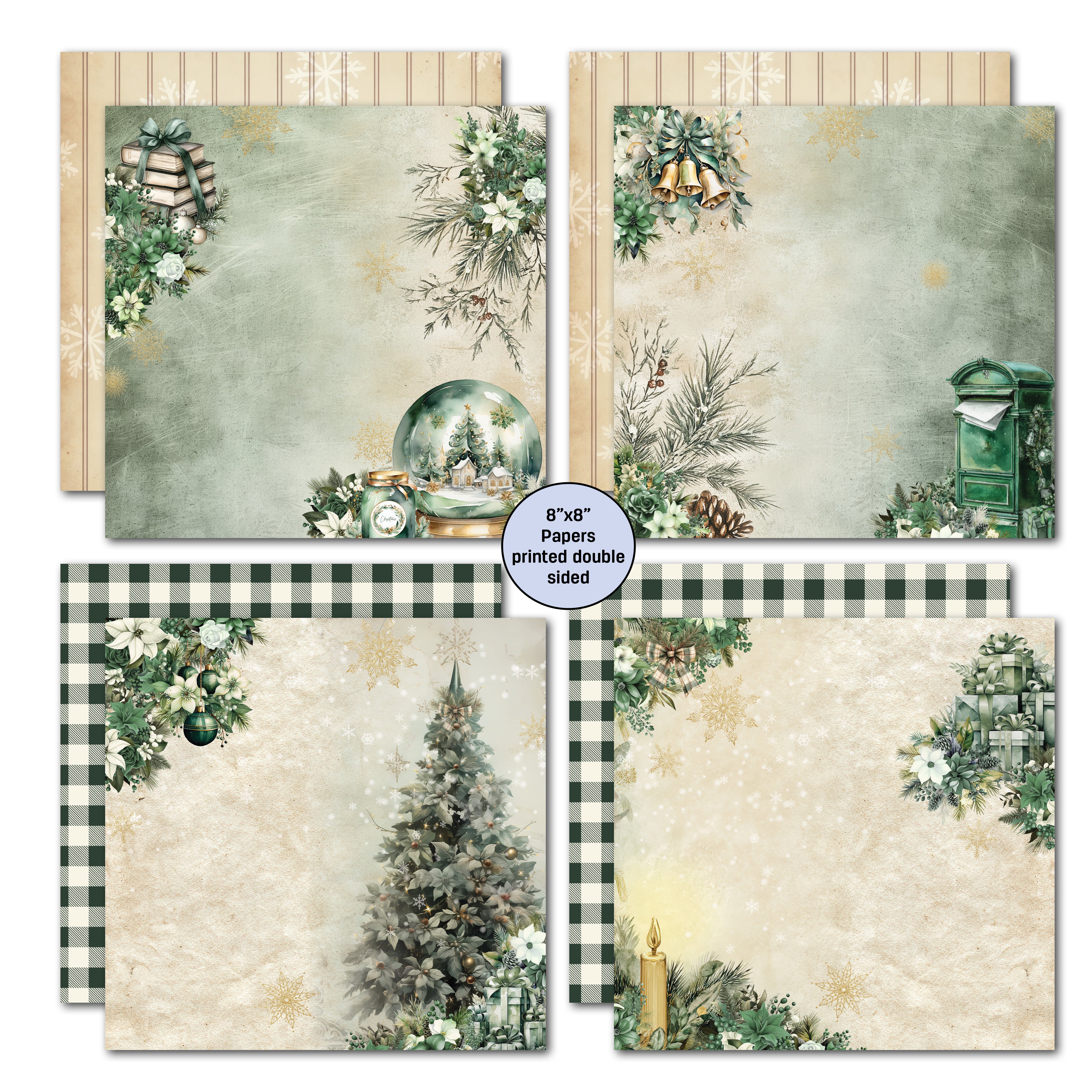 3Quarter Designs Pine Festivities 8x8 Paper Pack & Diecuts Set