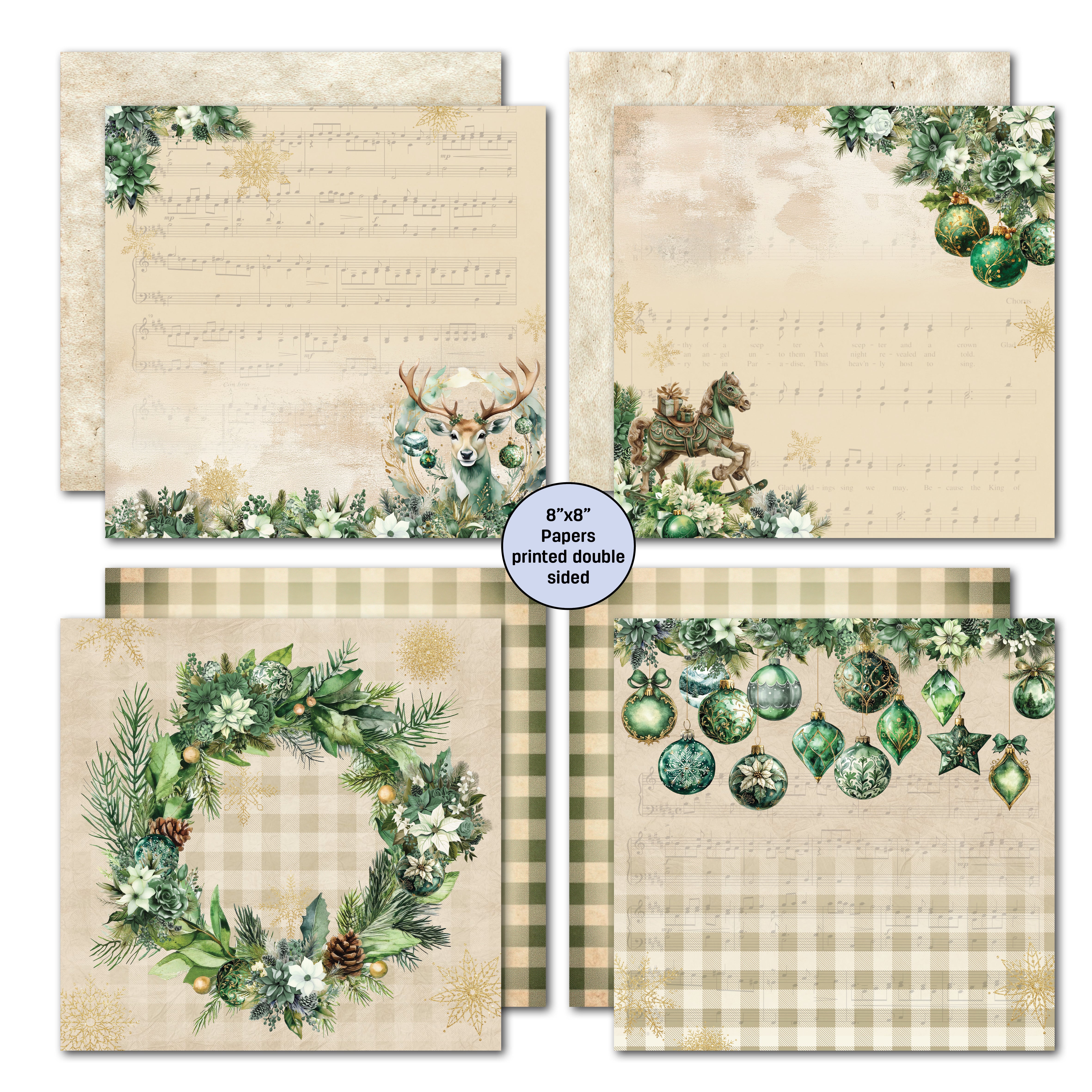 3Quarter Designs Pine Festivities 8x8 Paper Pack & Diecuts Set