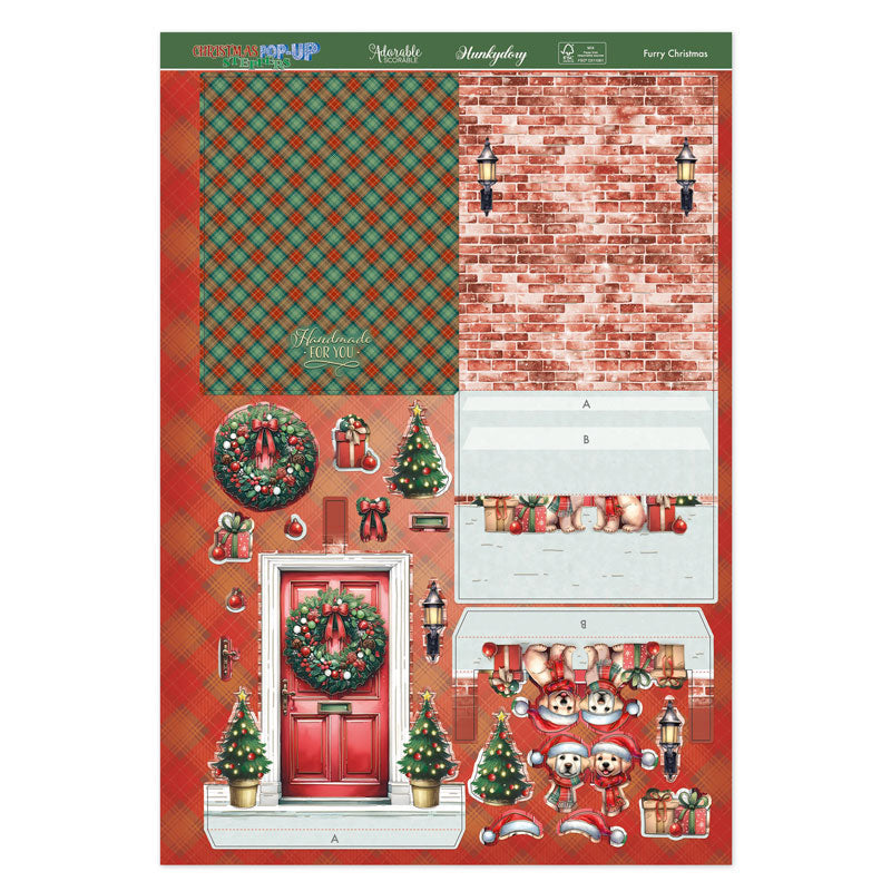 Christmas Pop-Up Stepper Card - Furry Christmas