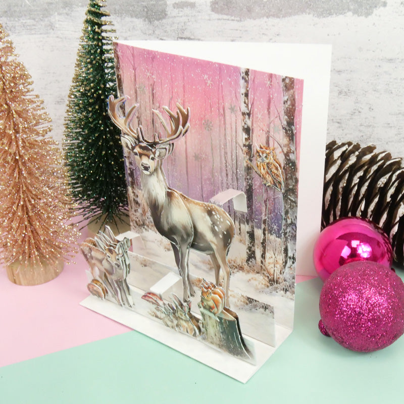 Christmas Pop-Up Stepper Card - Winter Woodland