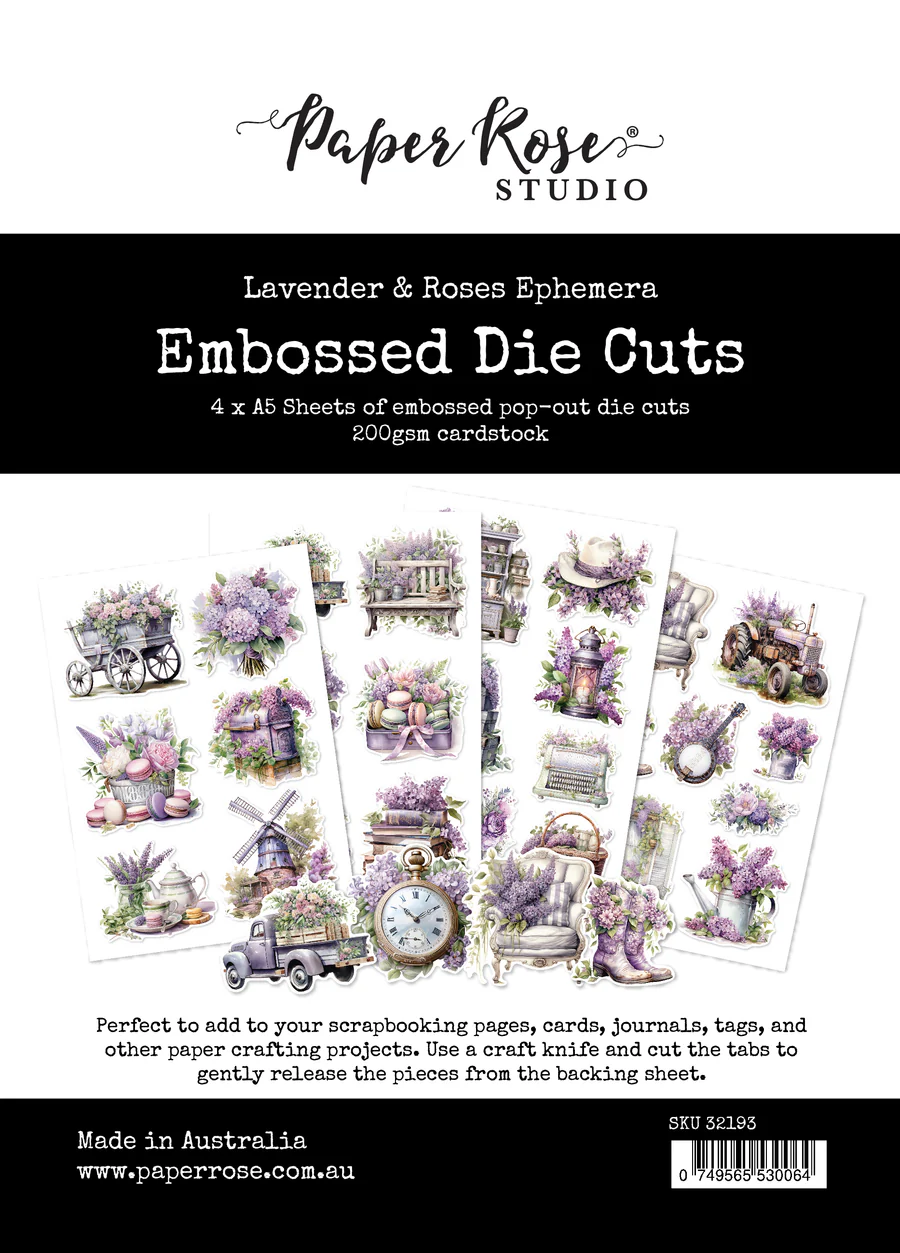 Lavender & Roses Ephemera Embossed Die Cuts 32193