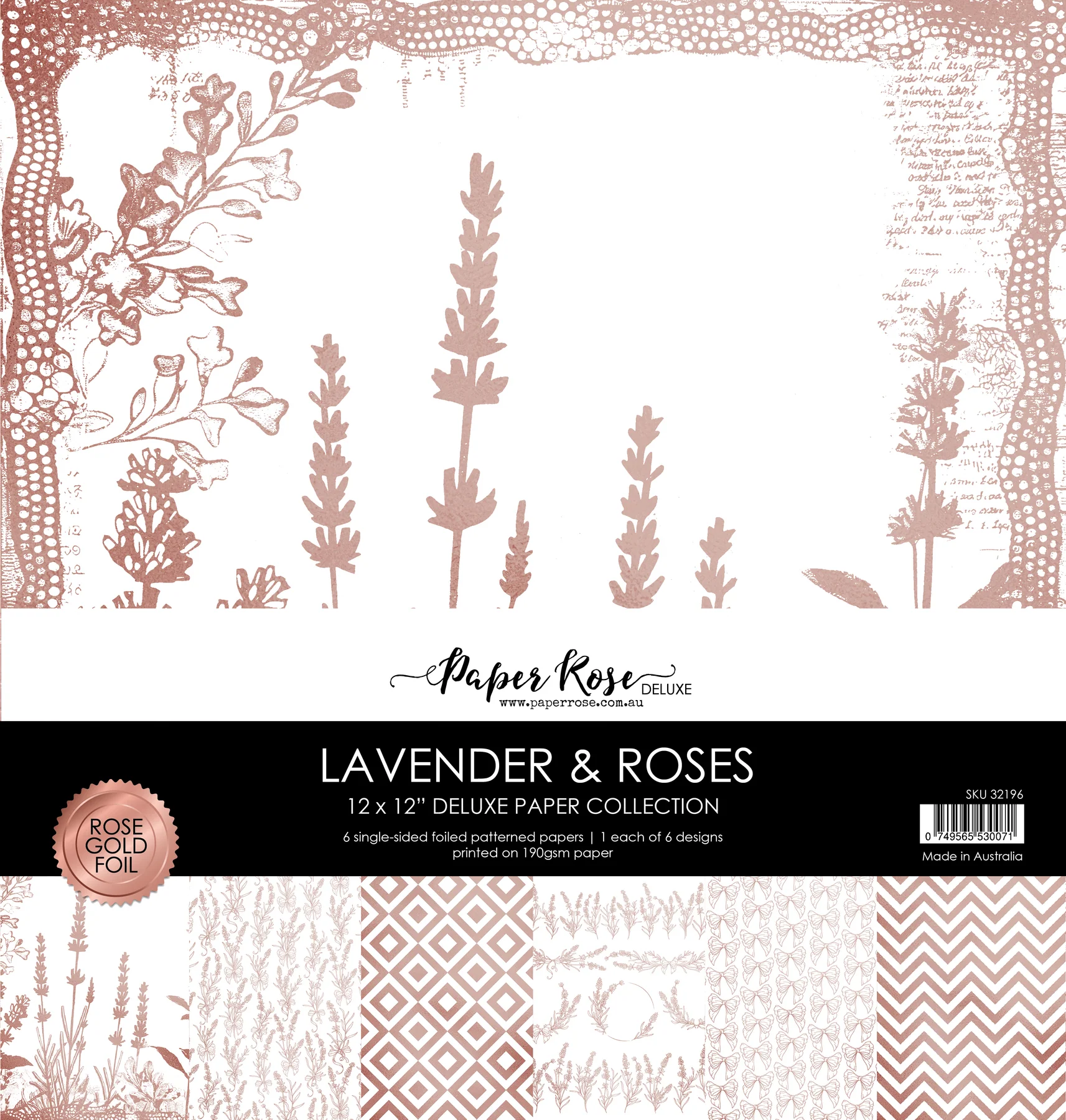 Lavender & Roses - Rose Gold Foil 12x12 Paper Collection 32196