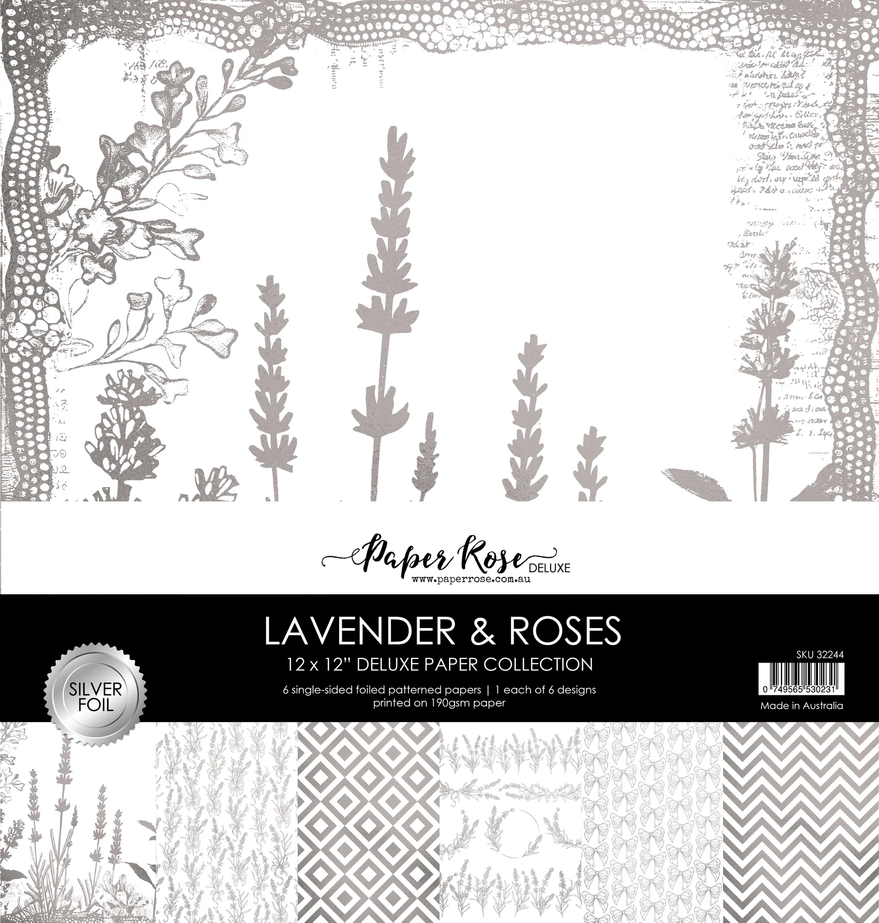Lavender & Roses - Silver Foil 12x12 Paper Collection 32244