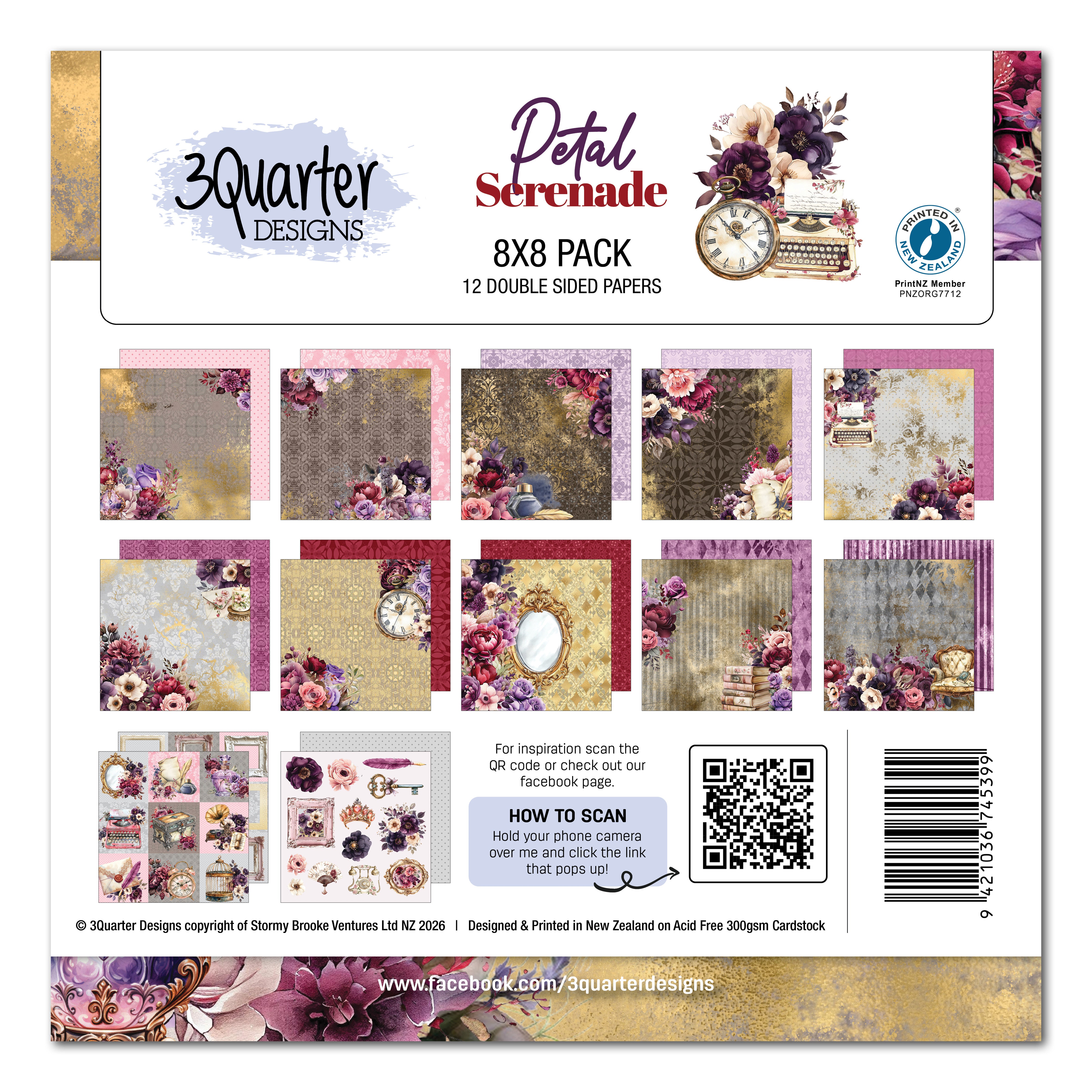 3Quarter Designs Petal Serenade 8x8 Paper Pack