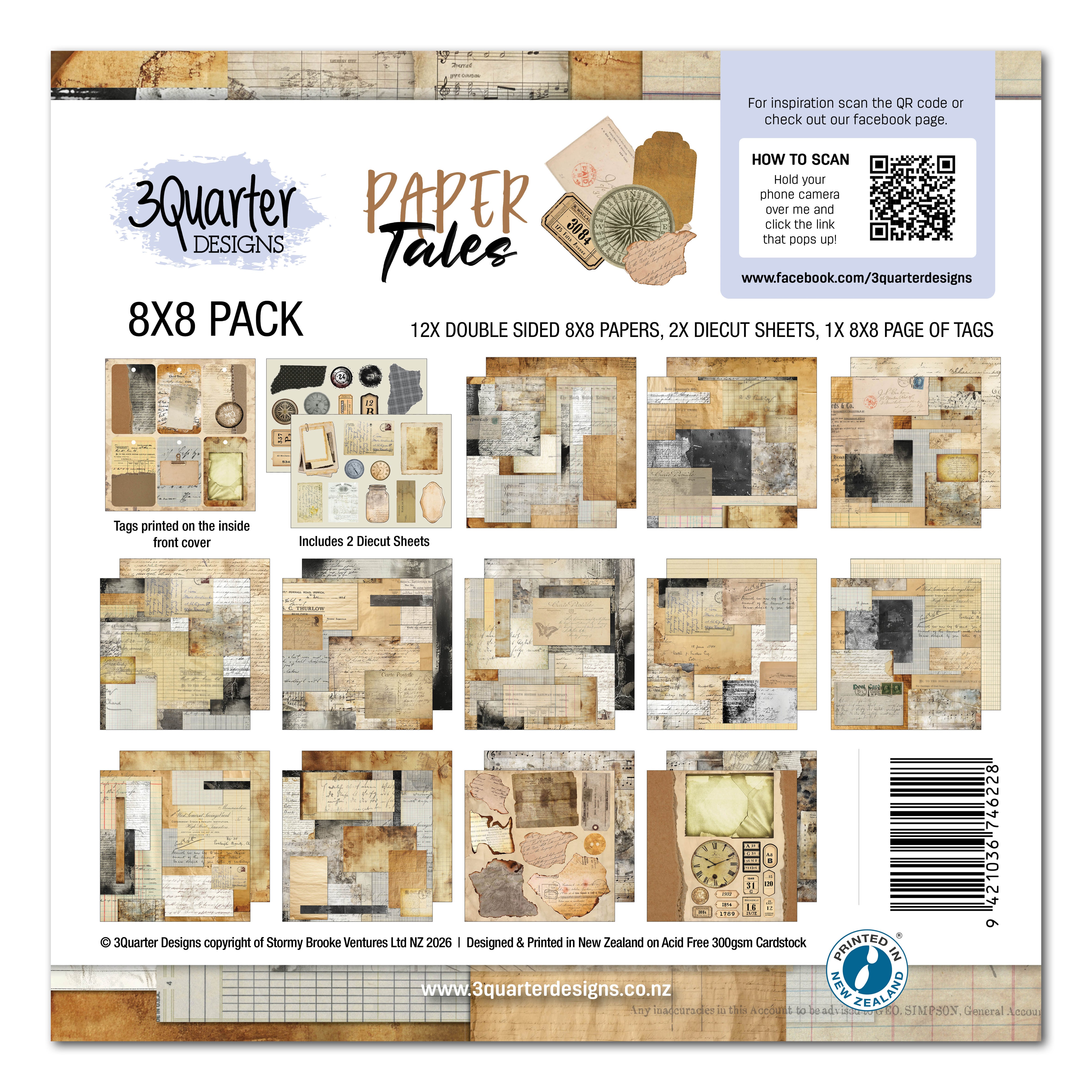 3Quarter Designs Paper Tales 8x8 Paper Pack & Diecuts Set