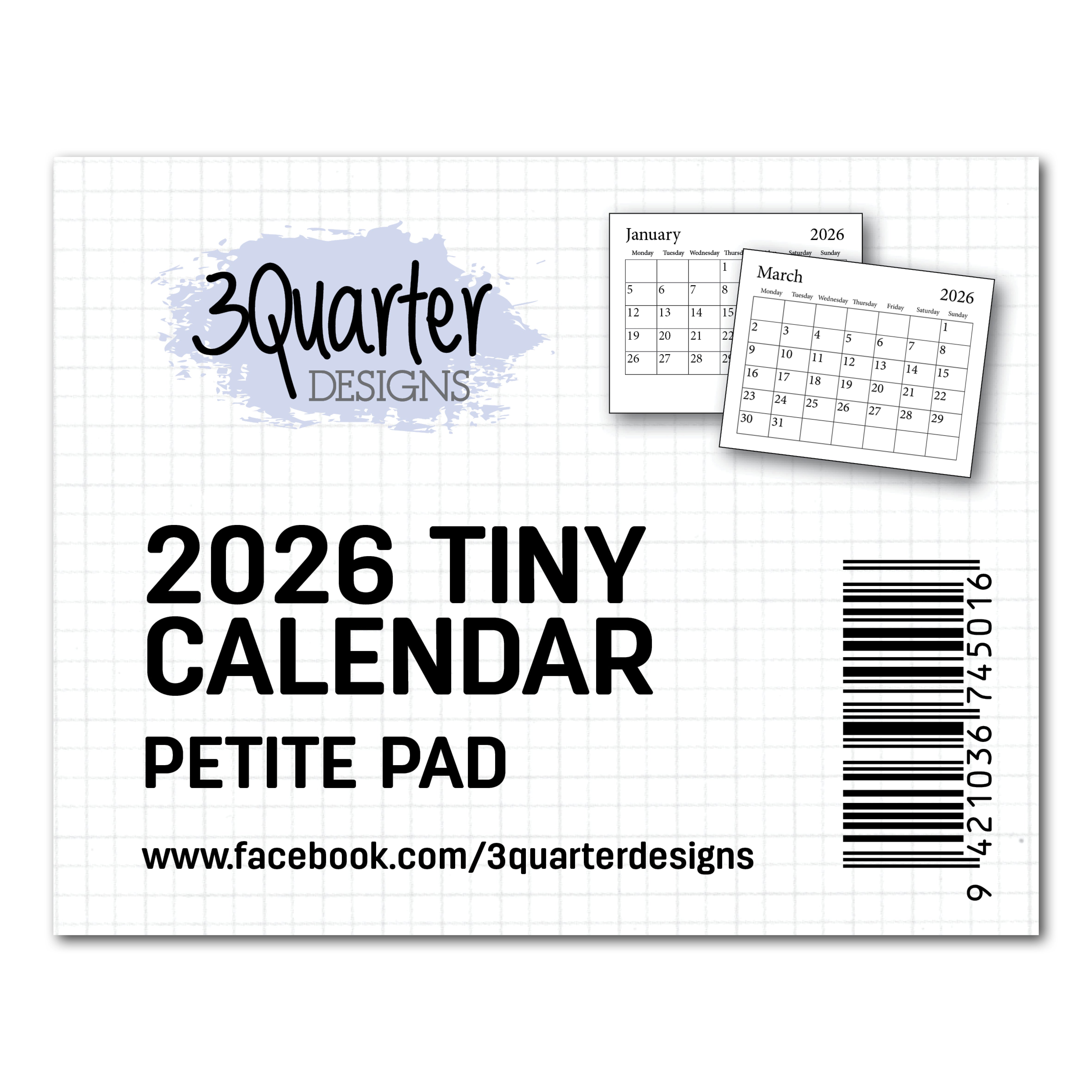 3Quarter Designs Mini Calendar 2026