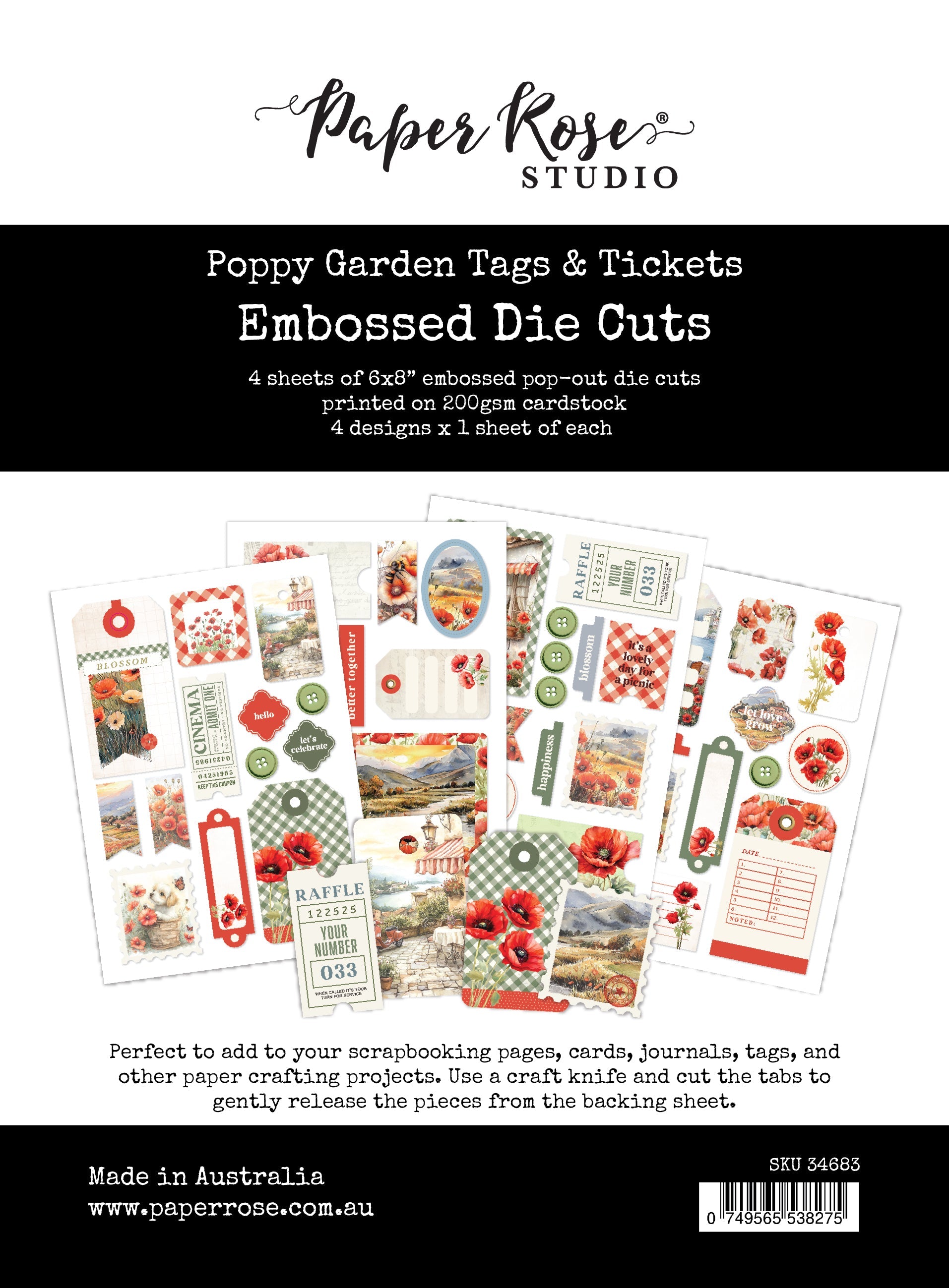 Poppy Garden Tags & Tickets Embossed Die Cuts 34683