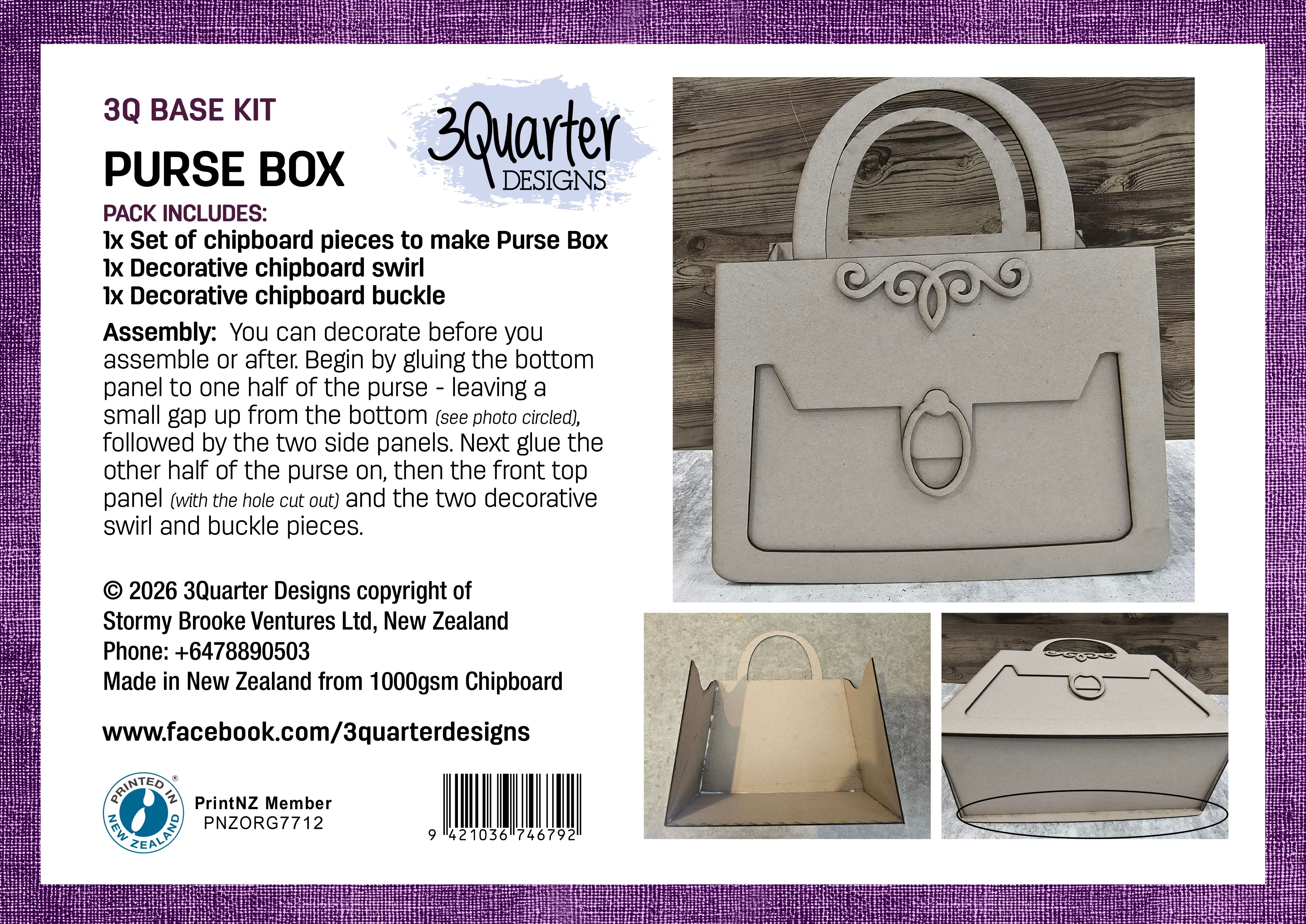 3Quarter Designs Chipboard Purse Box Album