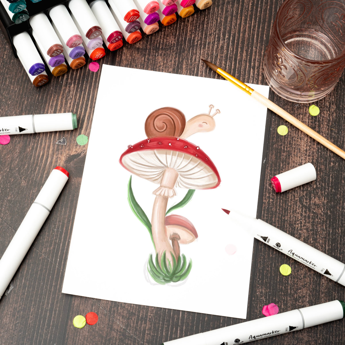 Decotime Aqua Twin Markers - Rosewood Forest Tones - Brush & Fine Tip - incl. Decotray - 10 Pieces