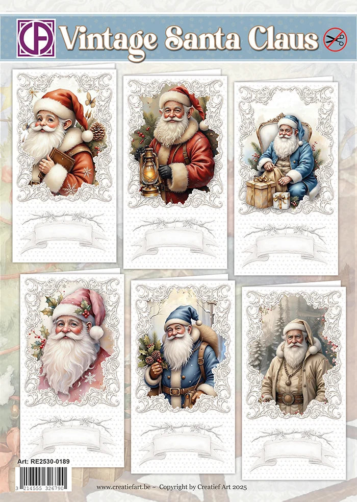 Creatief Art - Card Kit - Vintage Santa Claus - 6 cards
