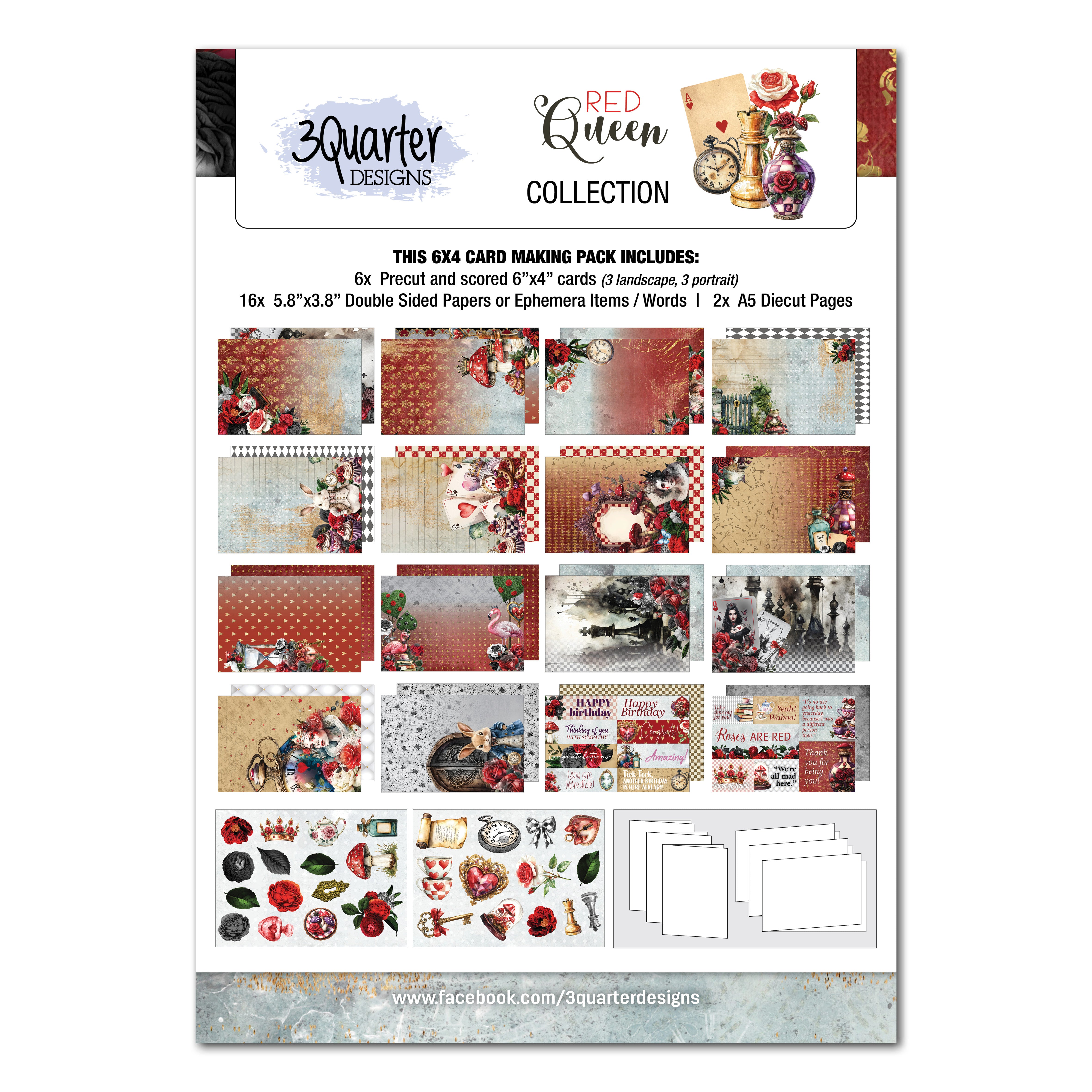 3Quarter Designs Red Queen 6x4 Card Pack