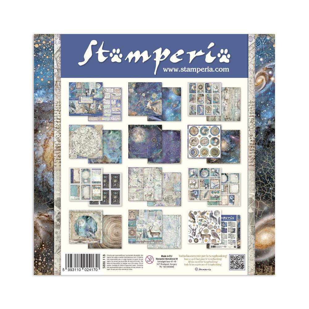12”x12” (30.5x30.5 cm) Paper Pad 10 Double Sided Printed Sheets - Cosmos Infinity
