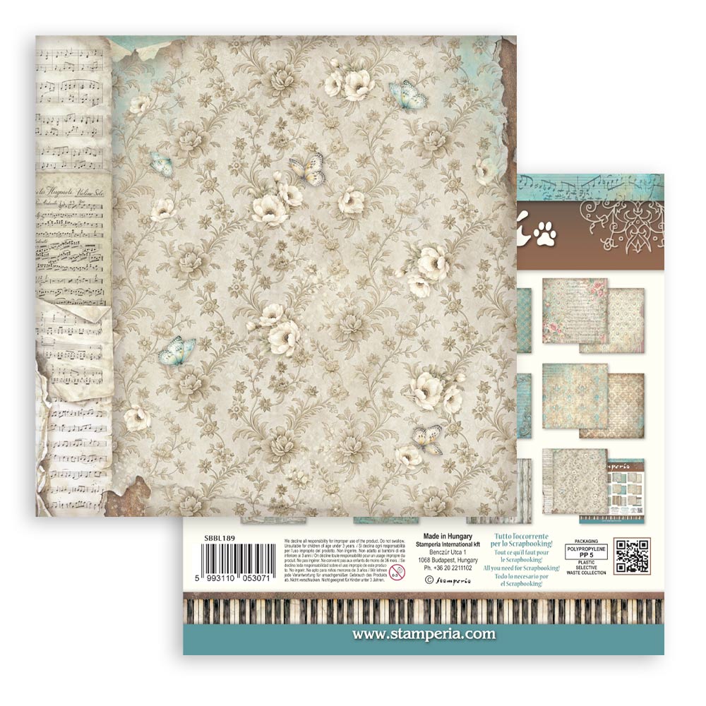 Scrapbooking Printed Pad For Art And Craft 10 Sheets cm 30.5x30.5 (12"x12") Backgrounds - Symphony